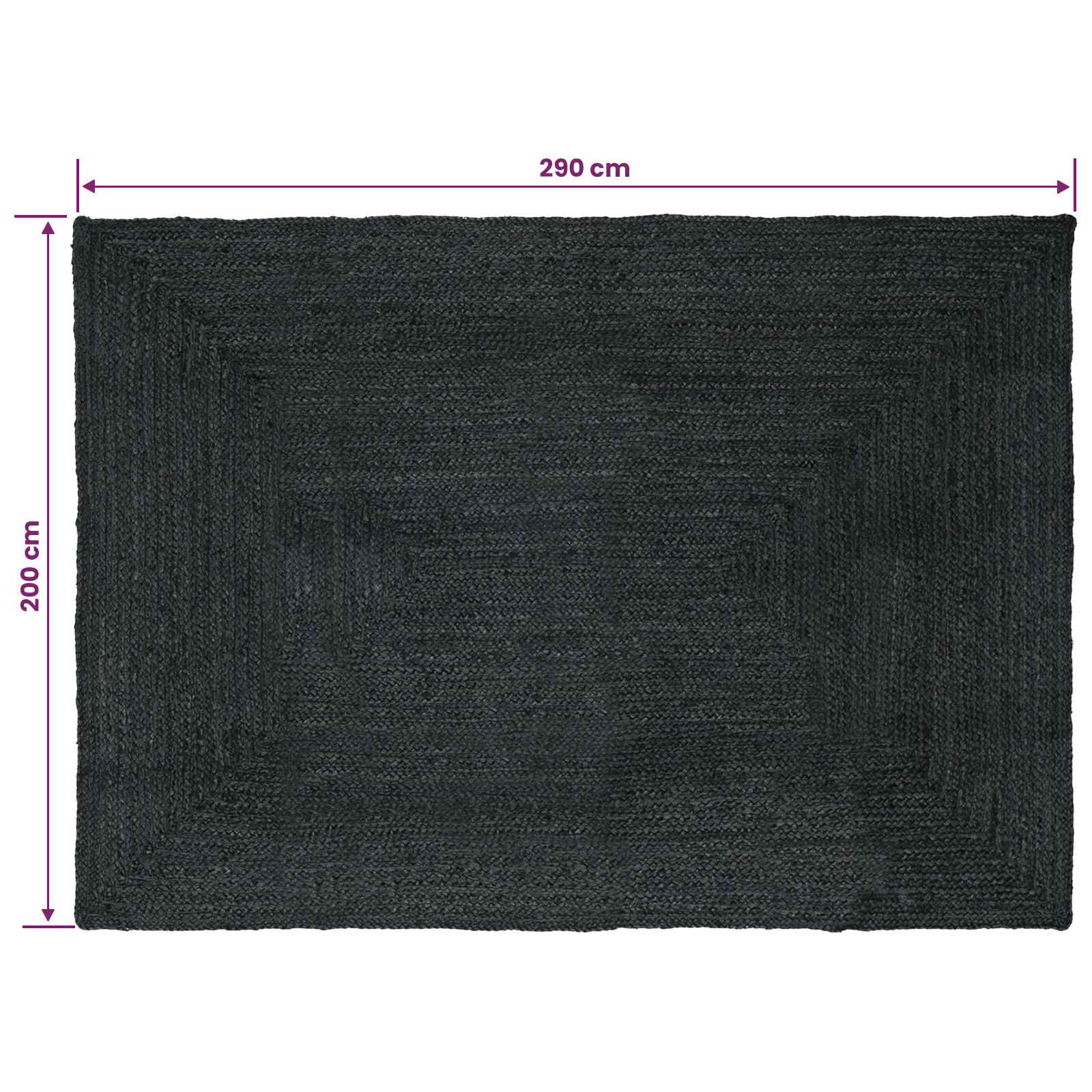 Tepisi za područja Pravokutni Tamnosiva 200 x 290 cm Juta