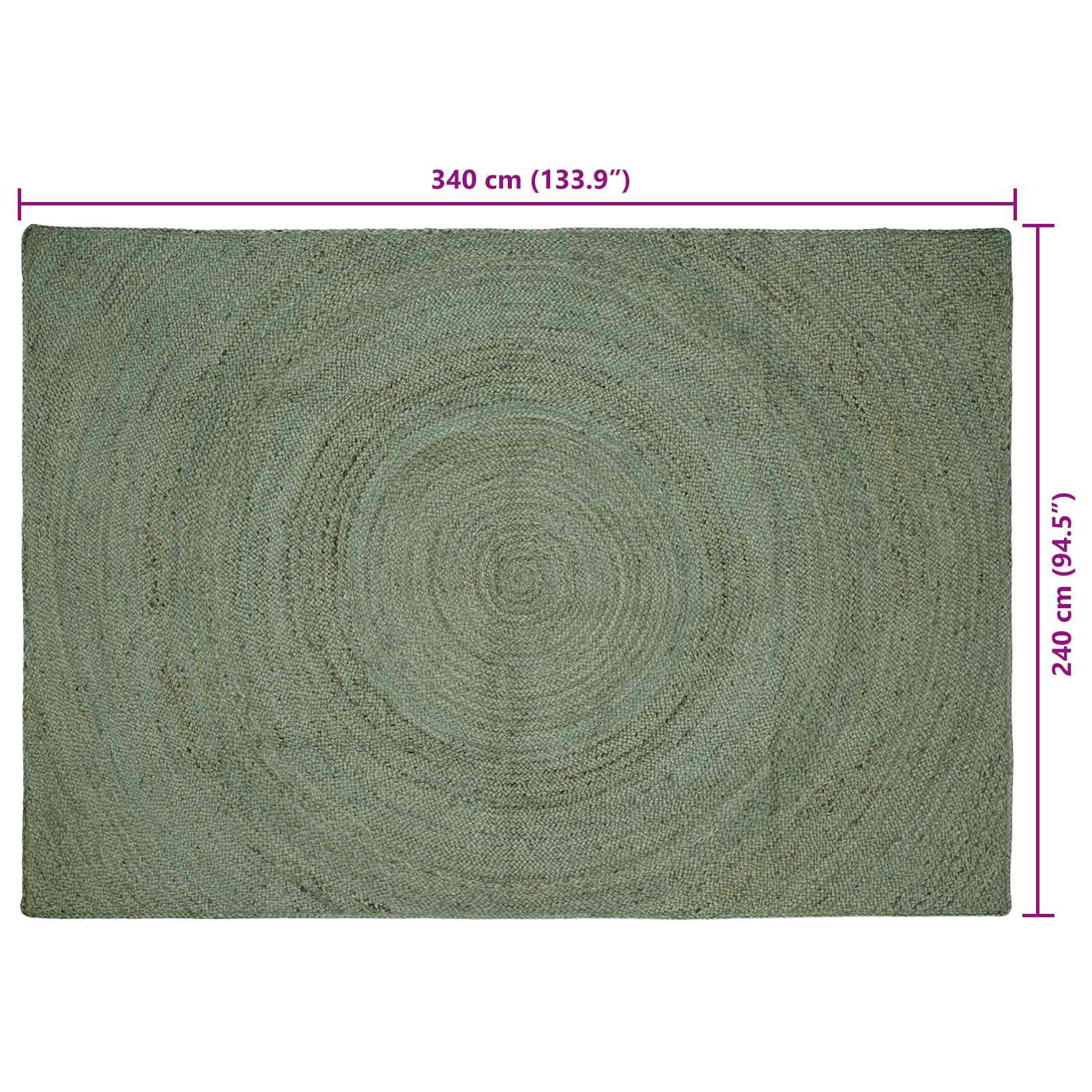 Tepisi za područja Maslinastozelena 240 x 340 cm Juta