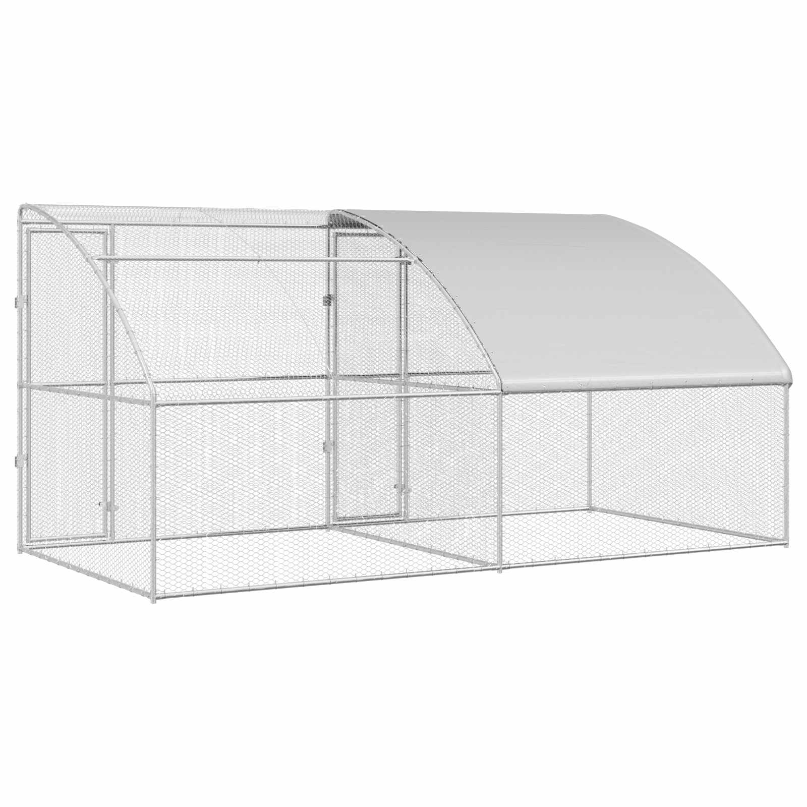 Kavez za piliće 2 pcs Srebrno 400 x 200 x 200 cm Čelik i PE