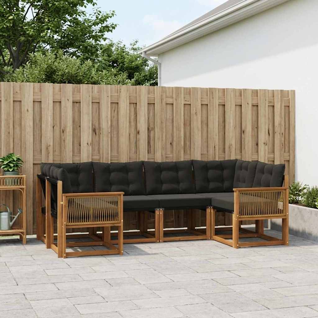 Set vanjskih sofa 6 pcs Prirodna i crna