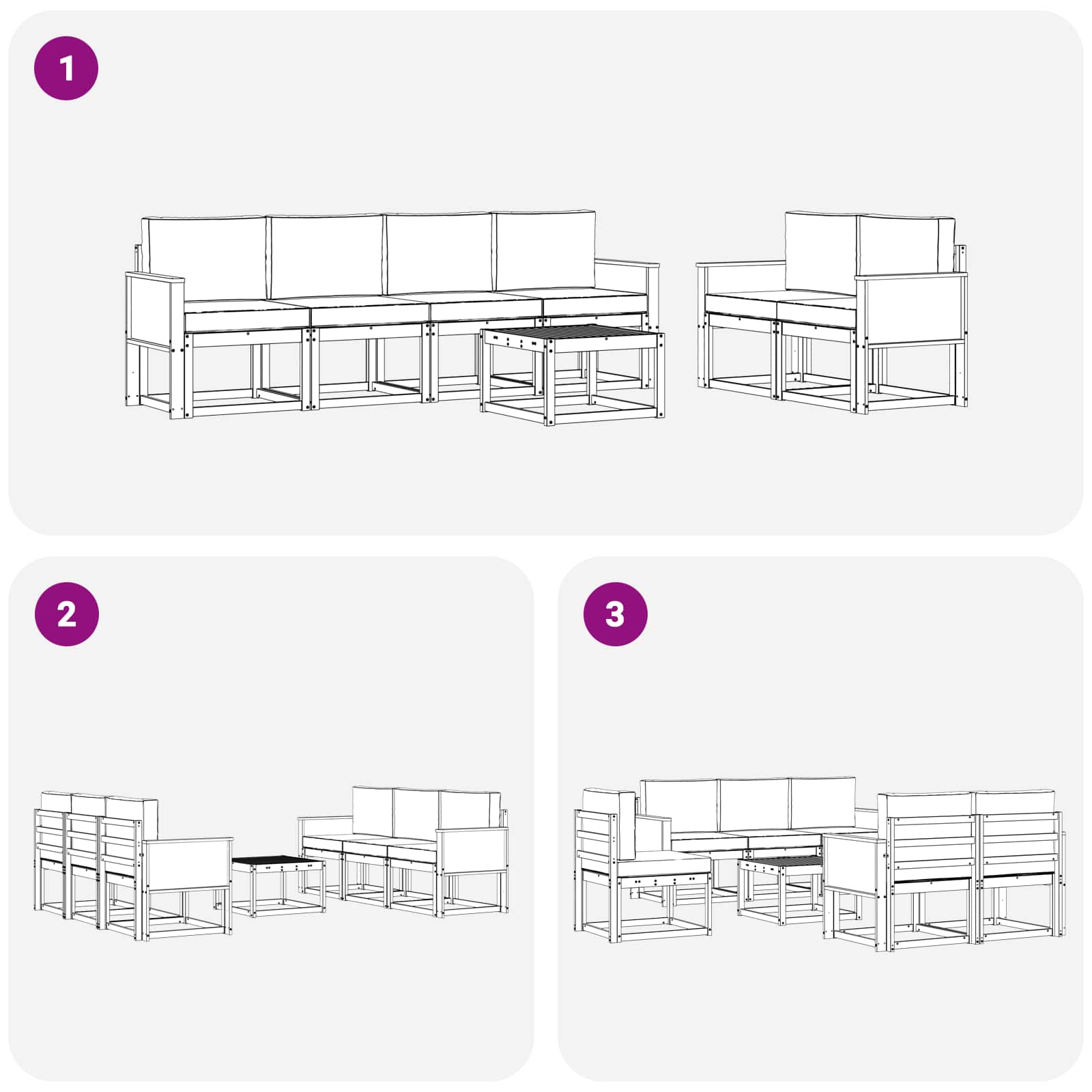 Set vanjskih sofa 7 pcs Prirodna i bež Poliester