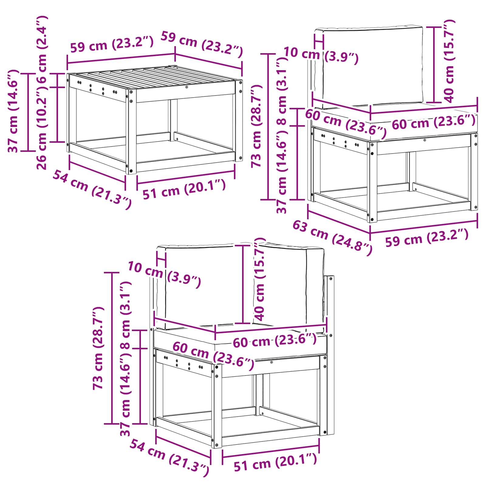 Set vanjskih sofa 7 pcs Prirodna i bež Poliester