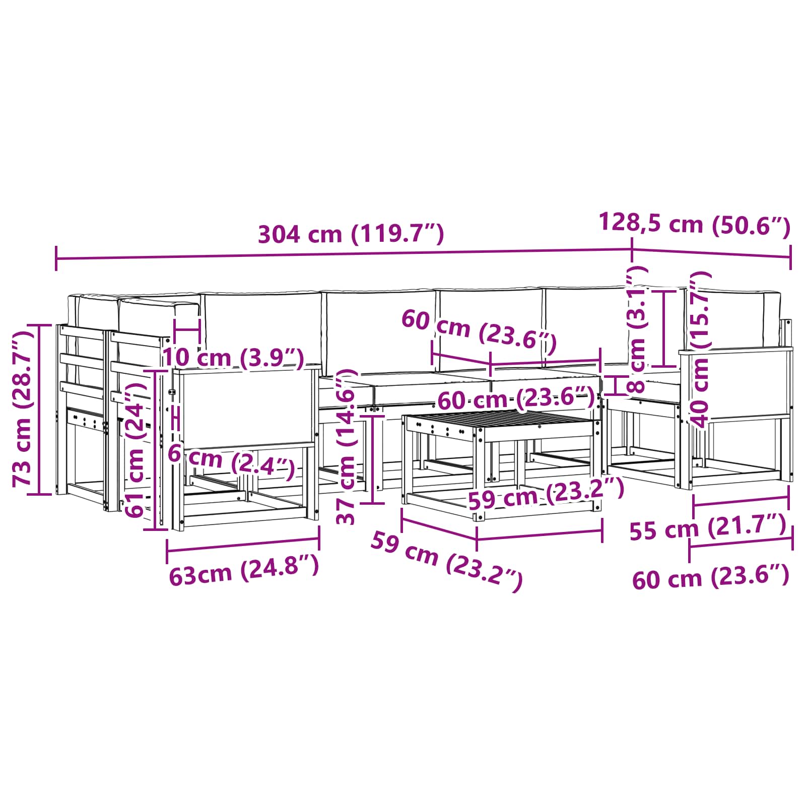 Set vanjskih sofa 8 pcs Prirodna i bež Poliester