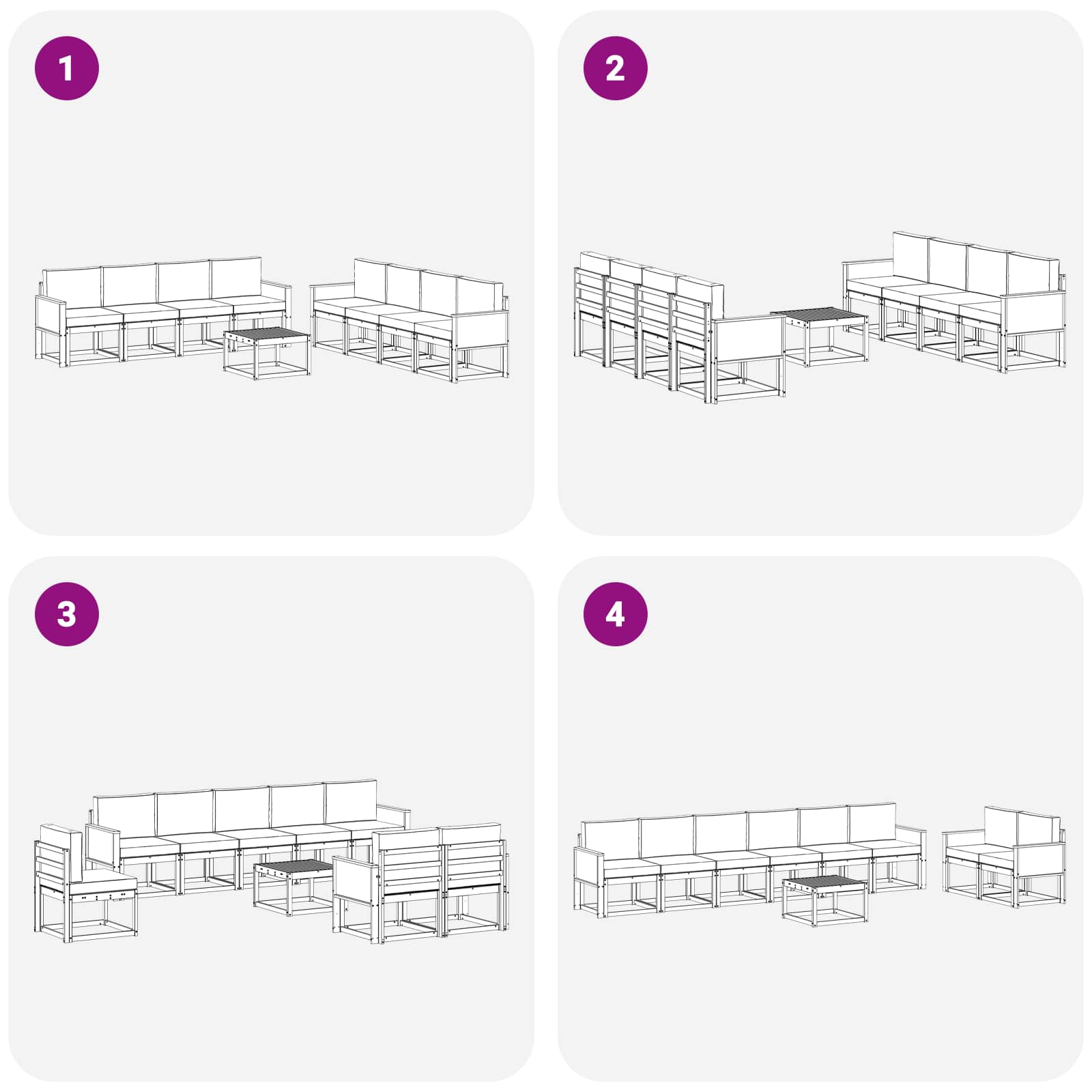 Set vanjskih sofa 9 pcs Prirodna i krem Poliester