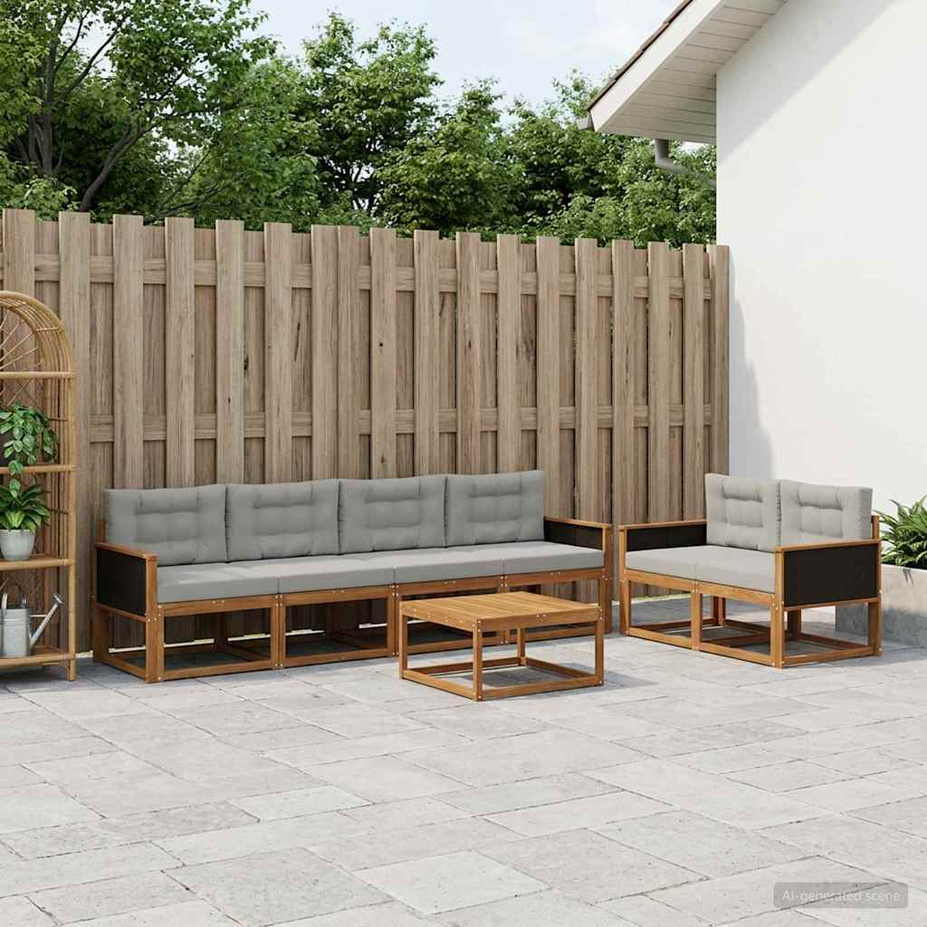 Set vanjskih sofa 7 pcs Prirodna i Svjetlosiva