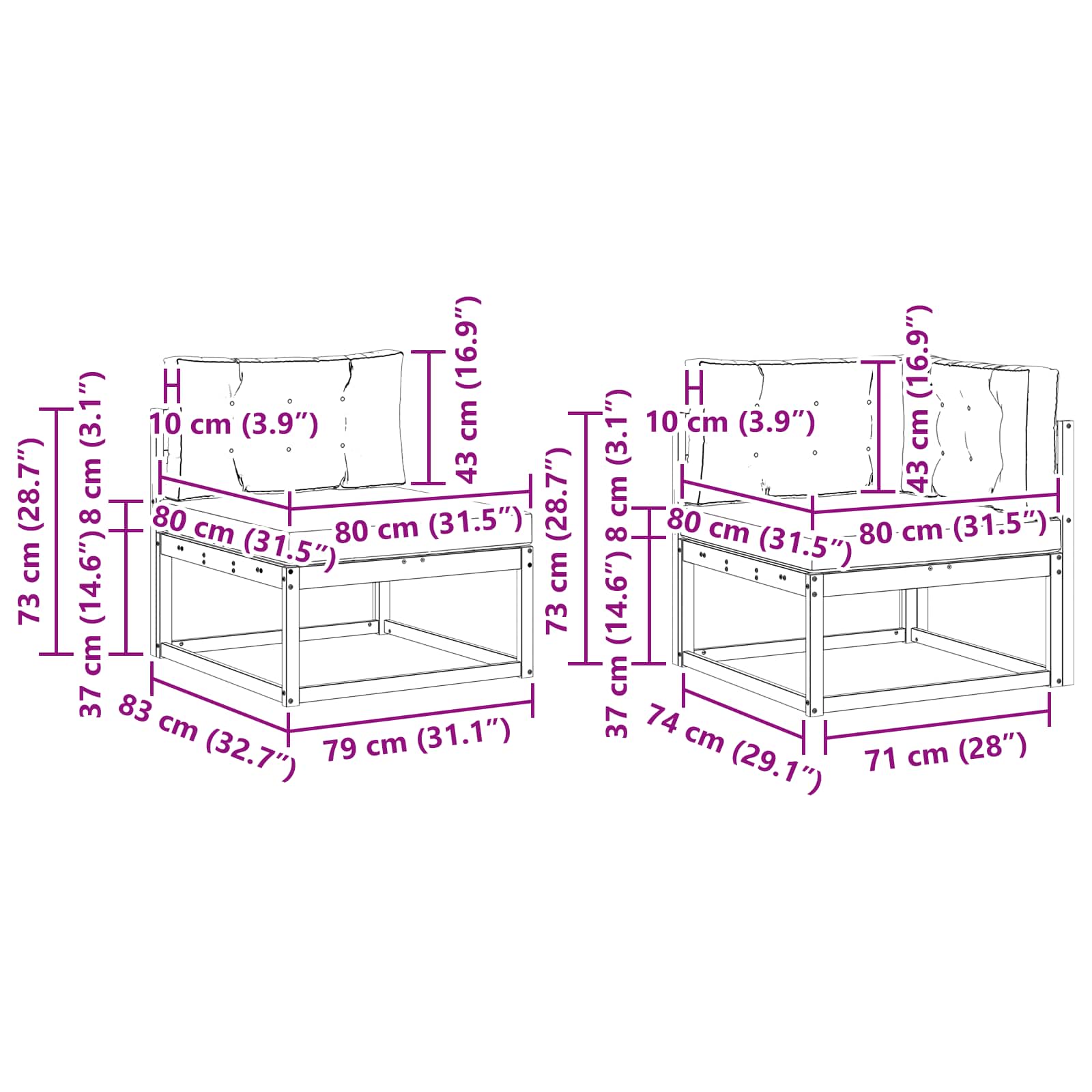Set vanjskih sofa 5 pcs Prirodna i krem