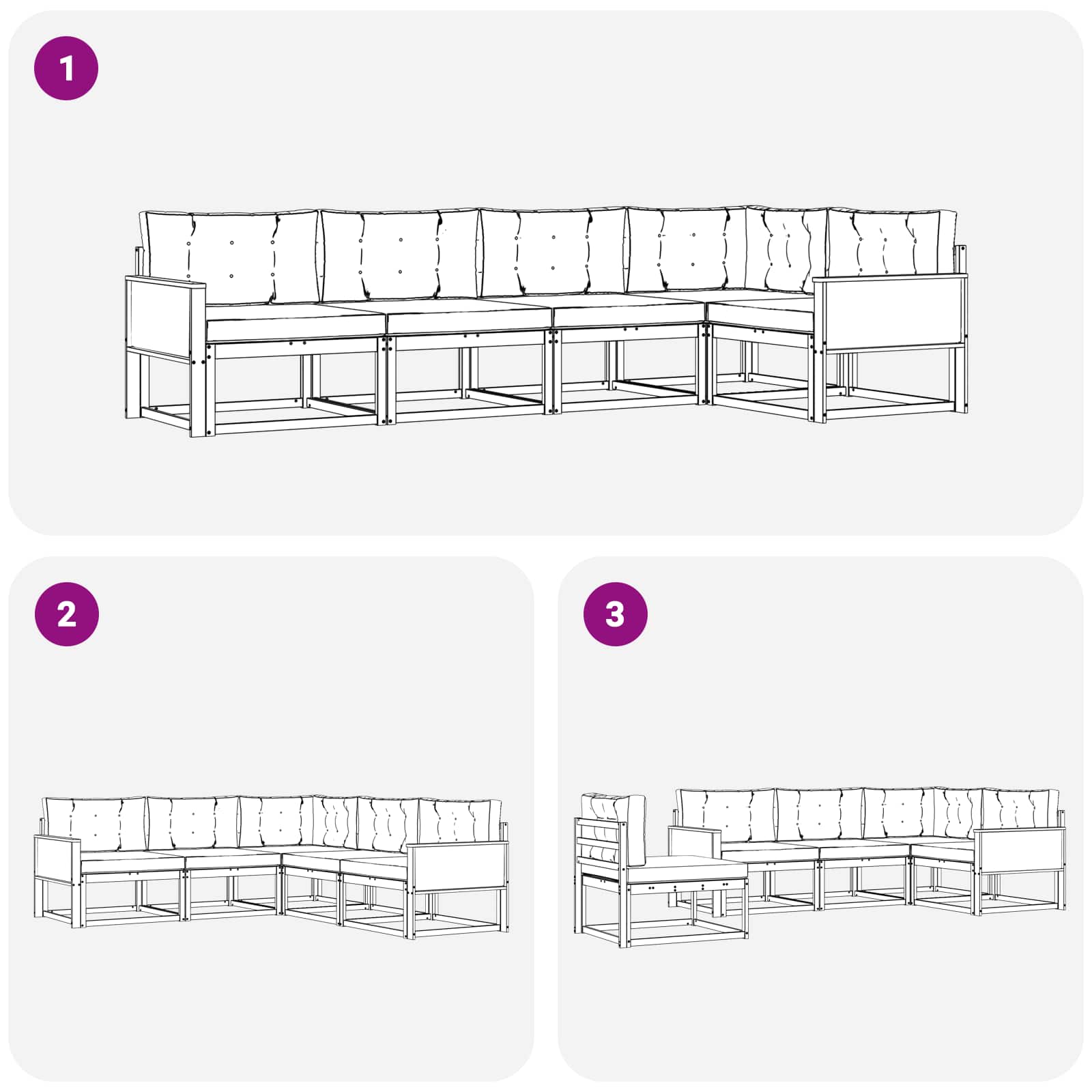 Set vanjskih sofa 5 pcs Prirodna i antracit