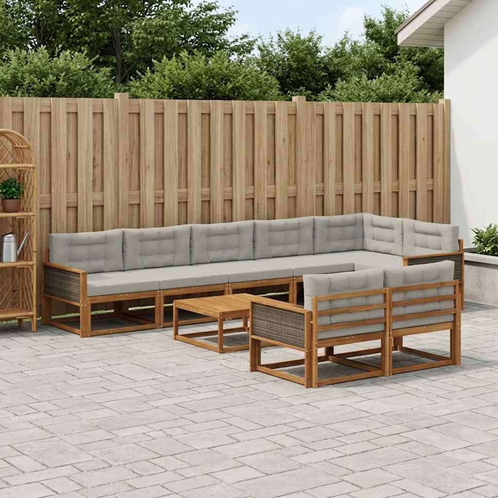 Set vanjskih sofa 9 pcs Prirodna i Svjetlosiva