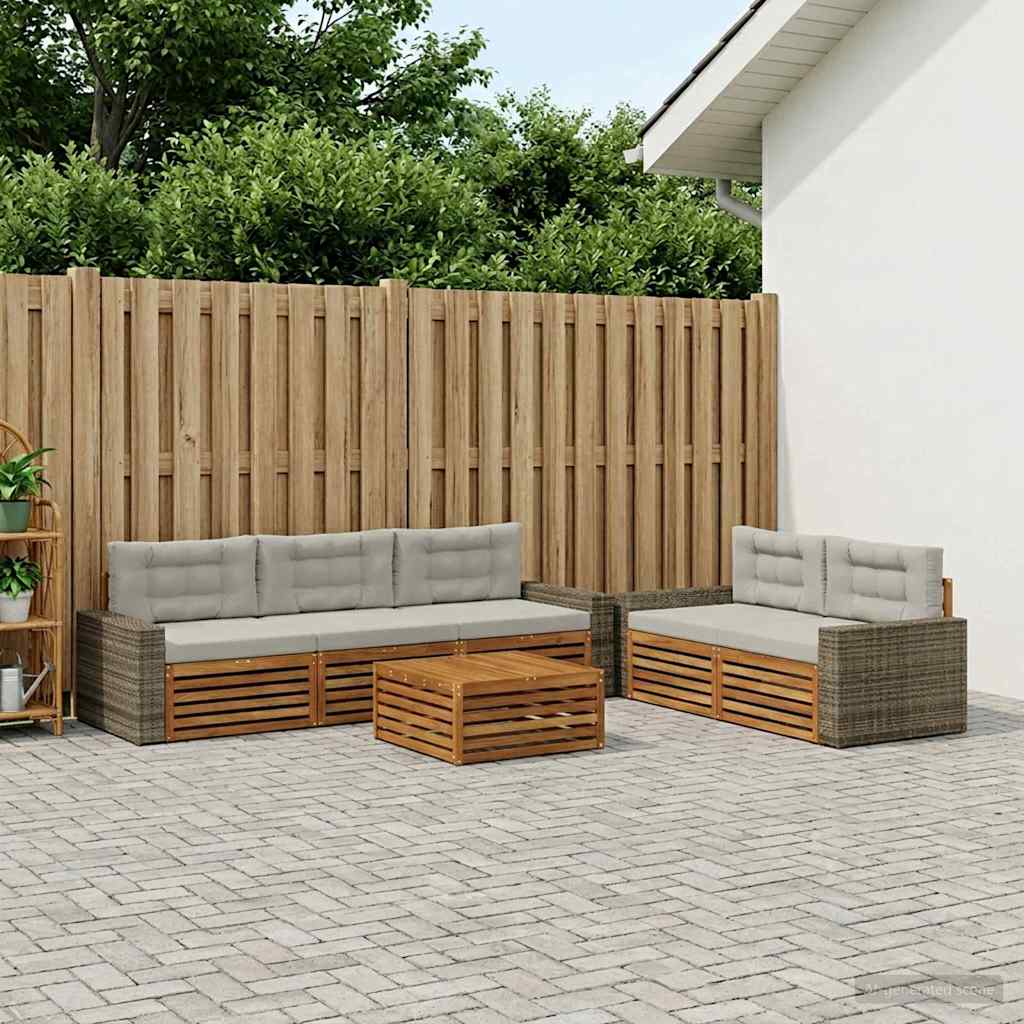 Set vanjskih sofa 6 pcs Prirodna i svjetlosiva