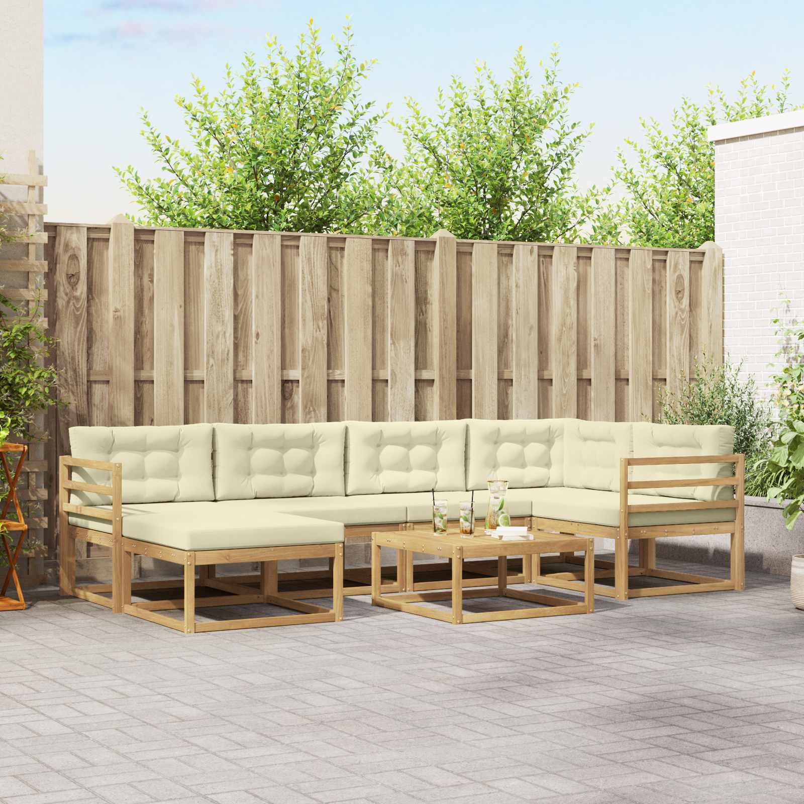 Set vanjskih sofa 7 pcs Bijela i krem