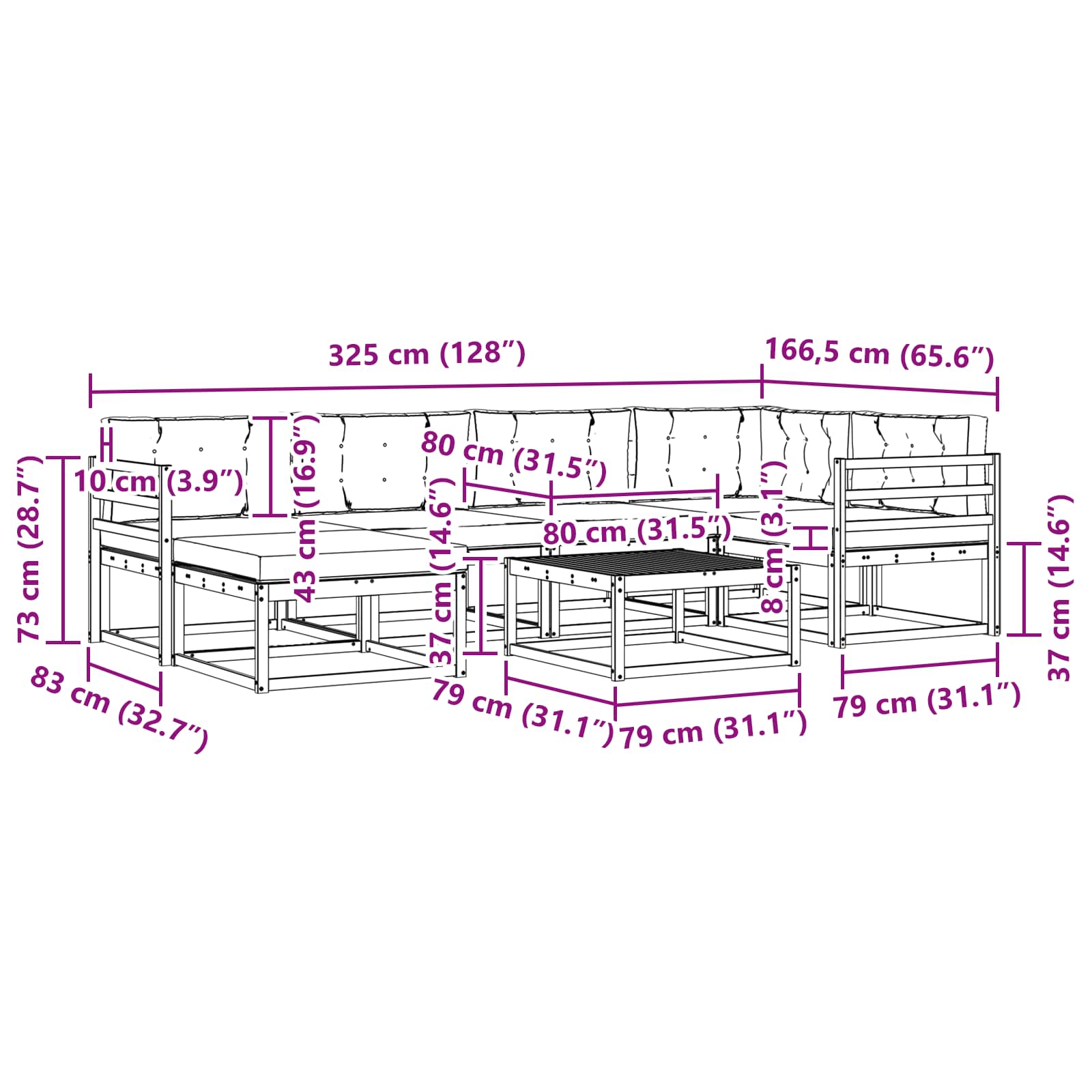 Set vanjskih sofa 7 pcs Bijela i antracit