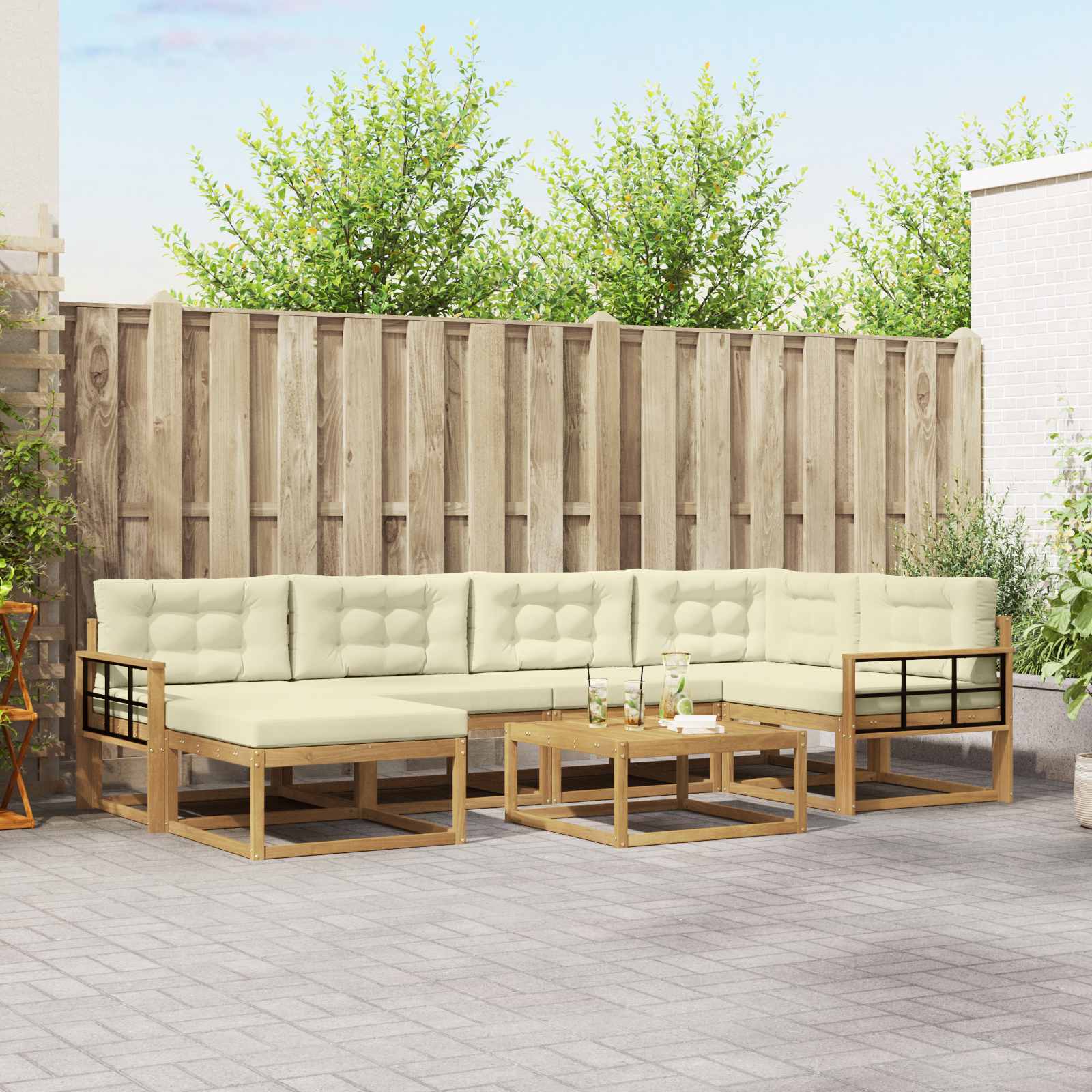 Set vanjskih sofa 7 pcs Bijela i krem