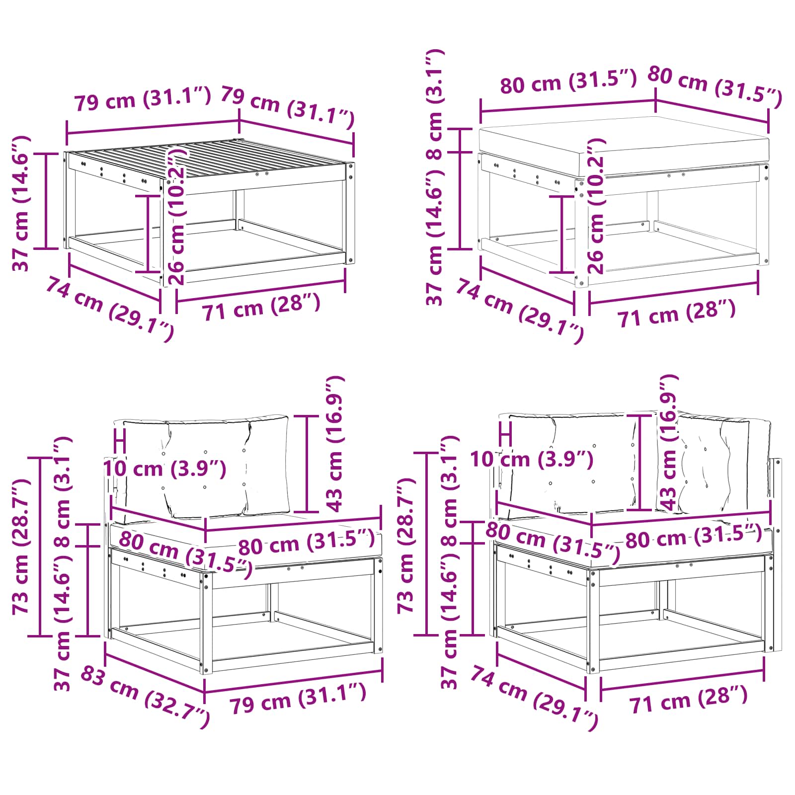 Set vanjskih sofa 7 pcs Bijela i antracit