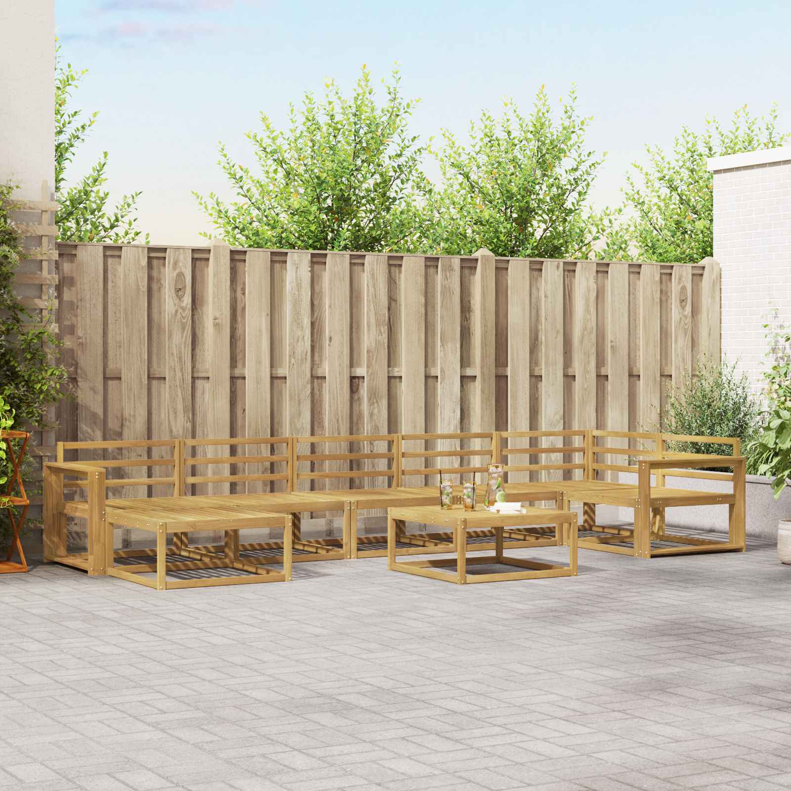 Set vanjskih sofa 8 pcs Bijela Čvrsto drvo akacije