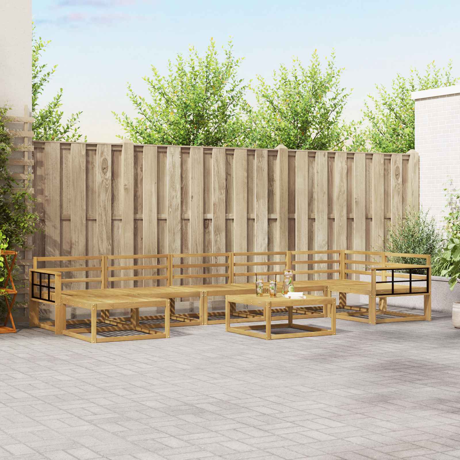 Set vanjskih sofa 8 pcs Bijela Čvrsto drvo akacije