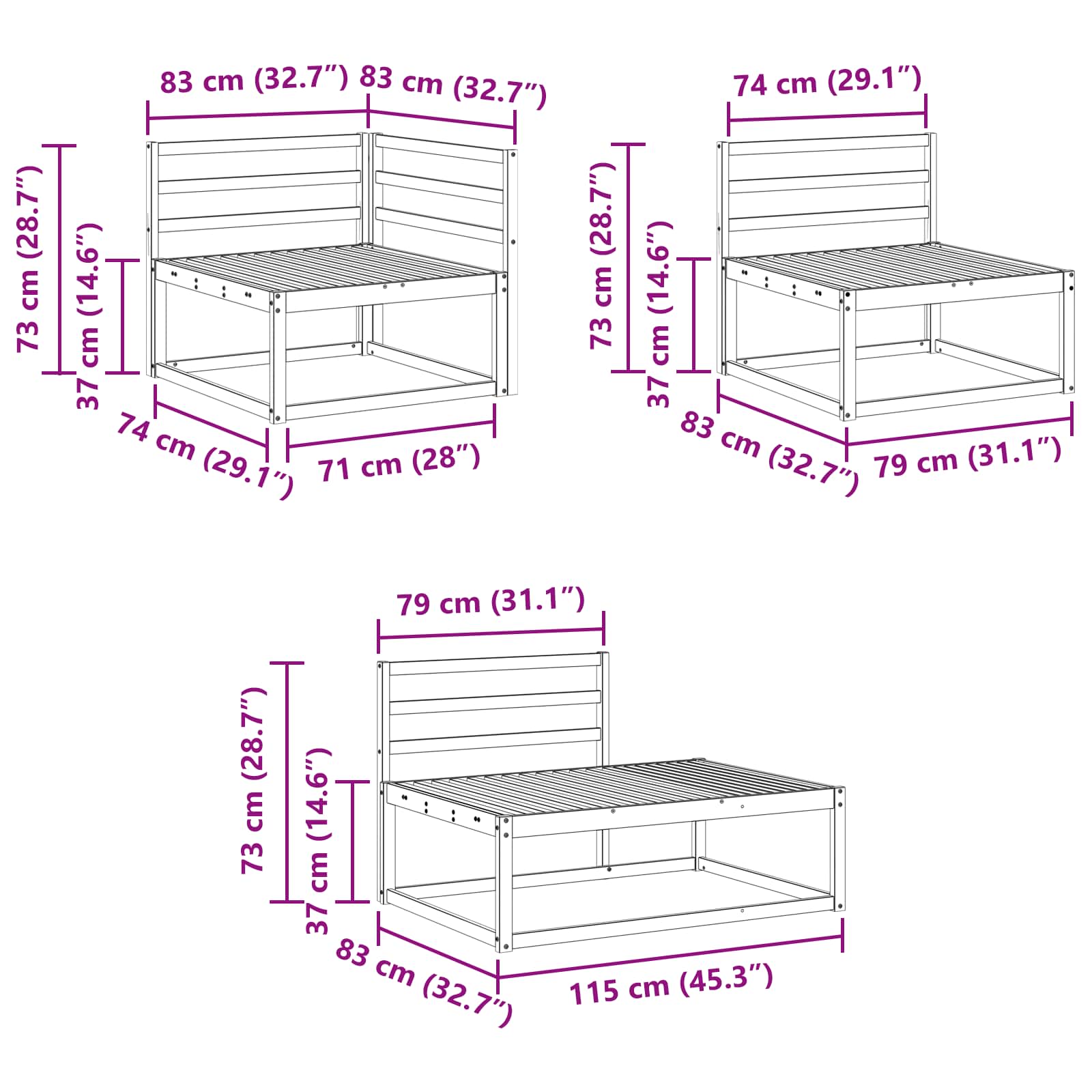 Set vanjskih sofa 4 Komad