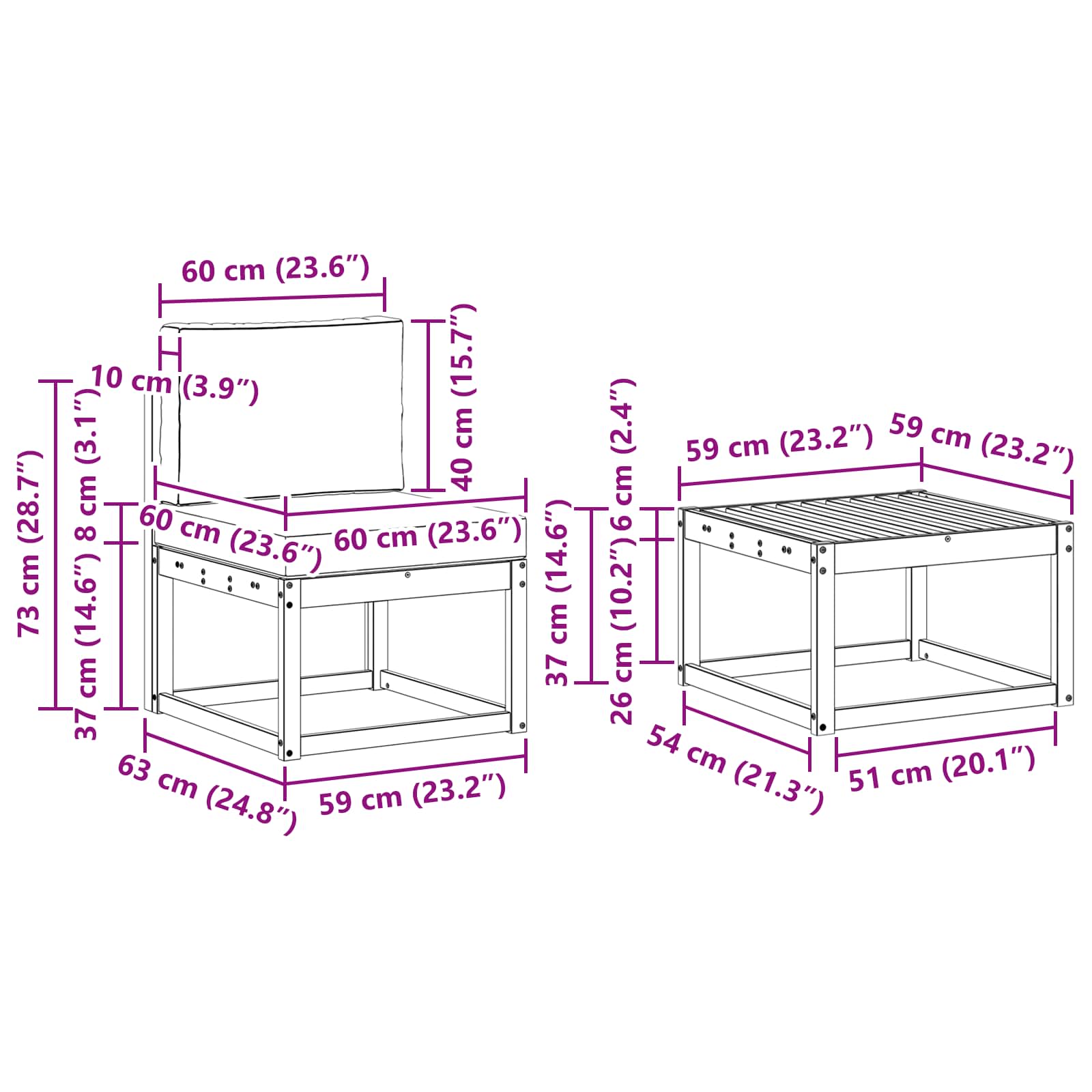 Set vanjskih sofa 7 pcs