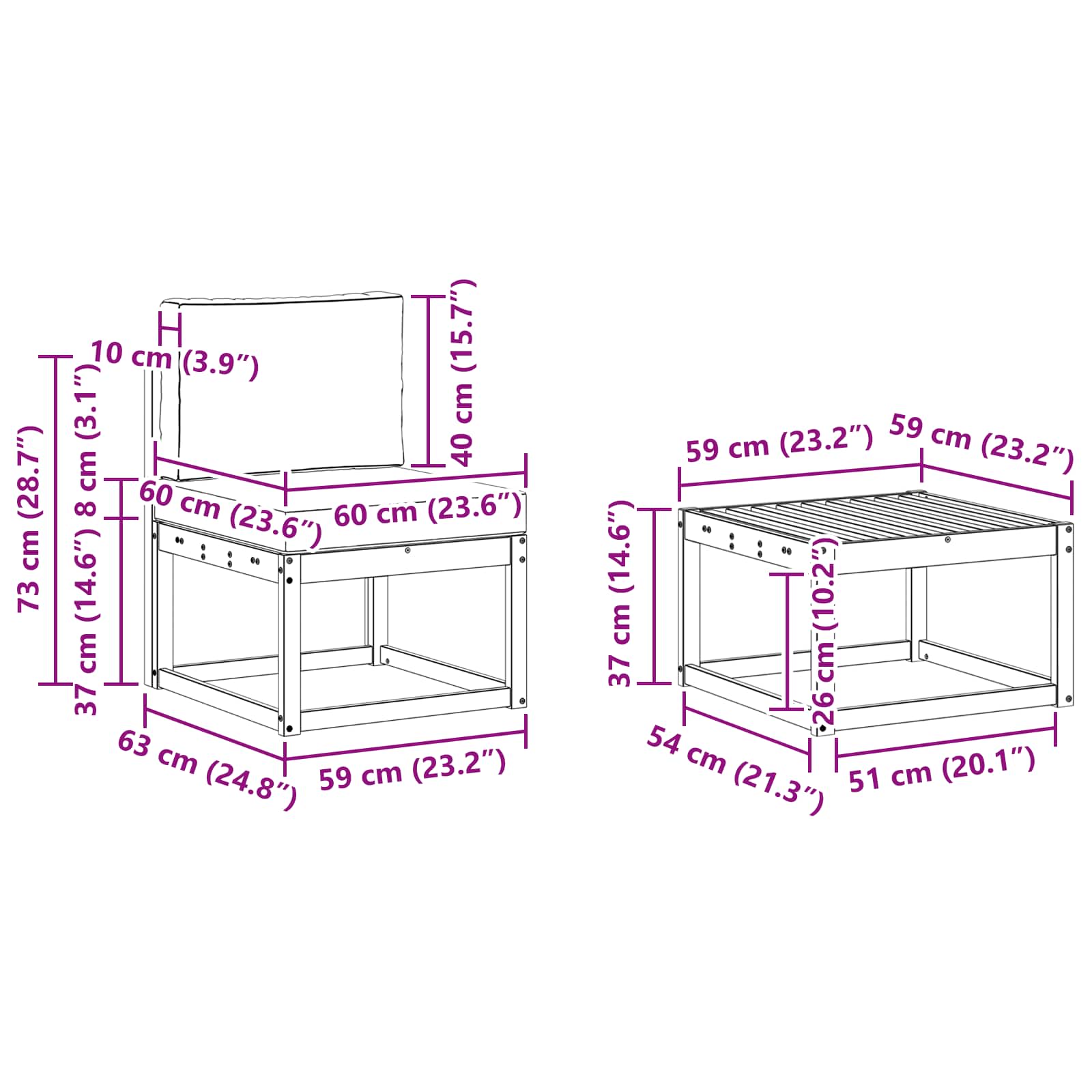 Set vanjskih sofa 7 pcs
