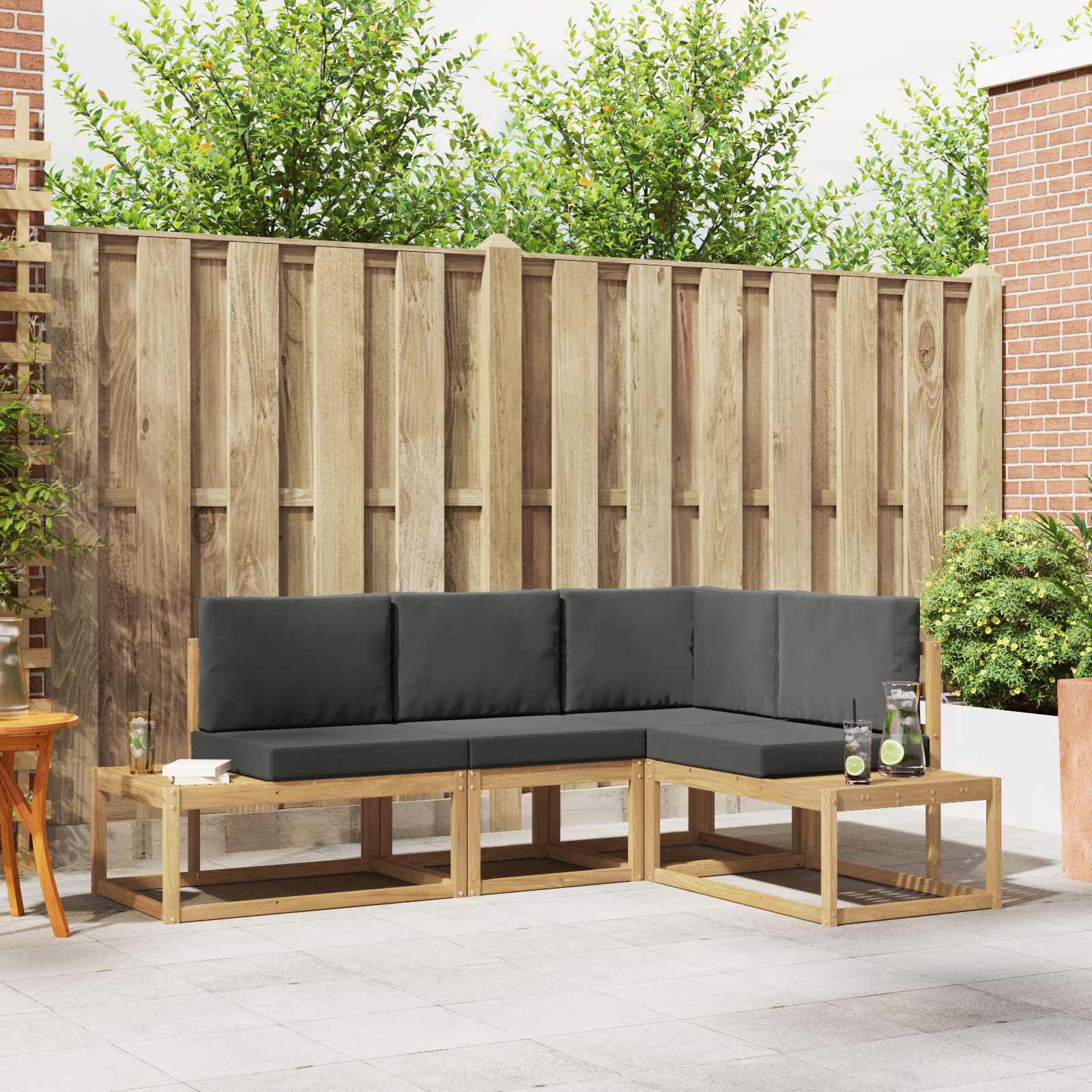 Set vanjskih sofa 3 Komad Bijela i antracit Poliester