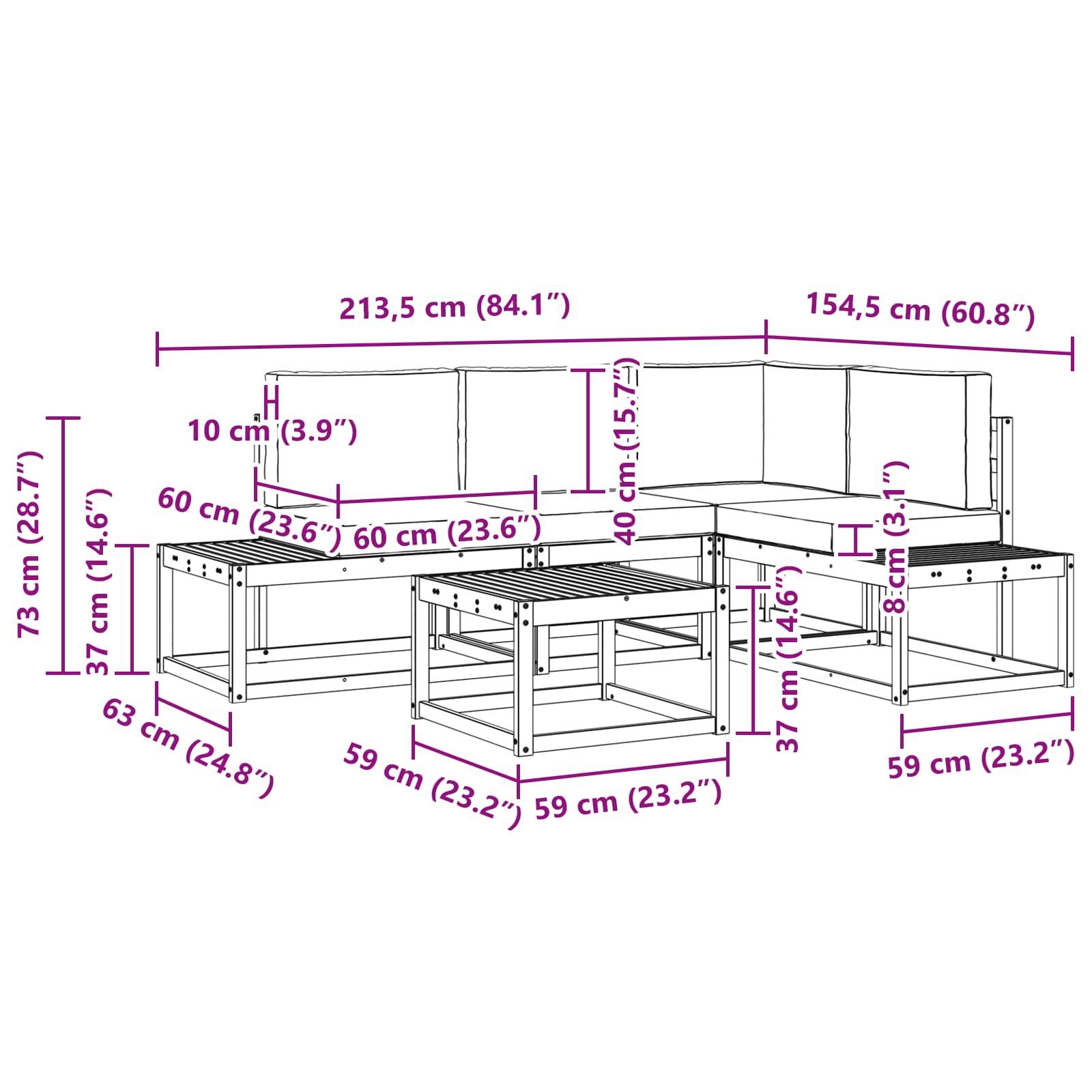 Set vanjskih sofa 4 Komad Bijela i krem Poliester