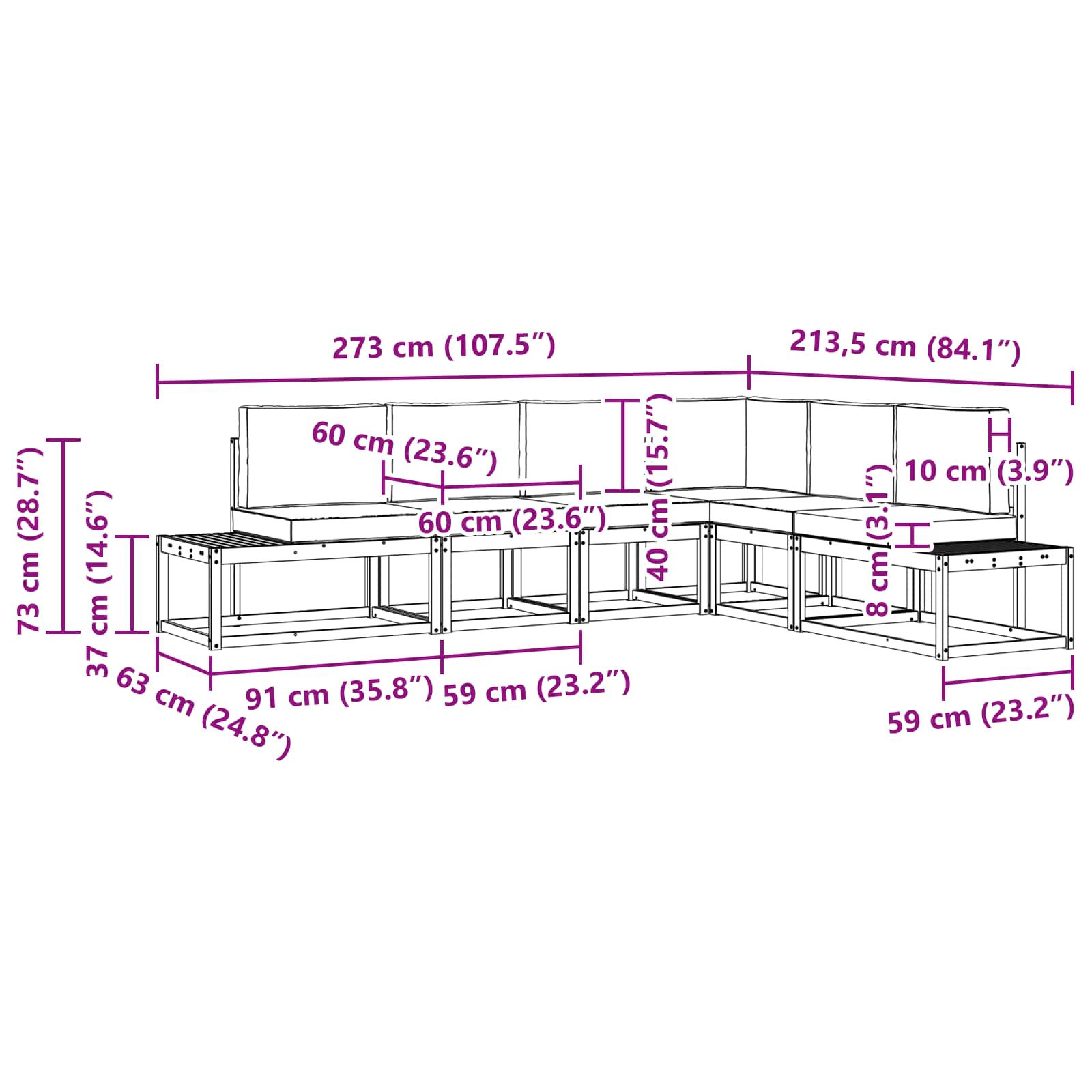 Set vanjskih sofa 4 Komad Bijela i krem Poliester