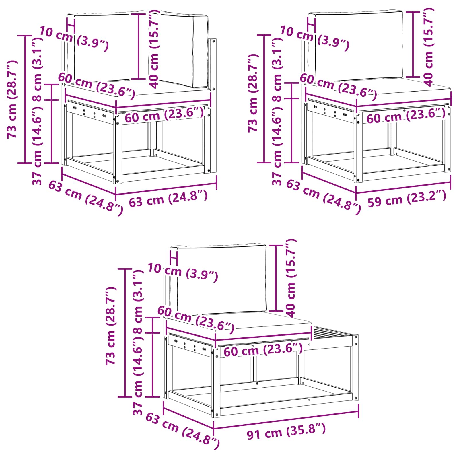 Set vanjskih sofa 4 Komad Bijela i bež Poliester