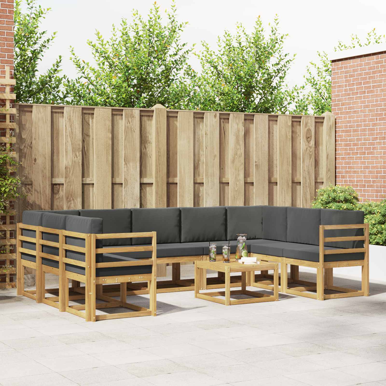Set vanjskih sofa 10 pcs Bijela i antracit 59 x 59 x 37 cm