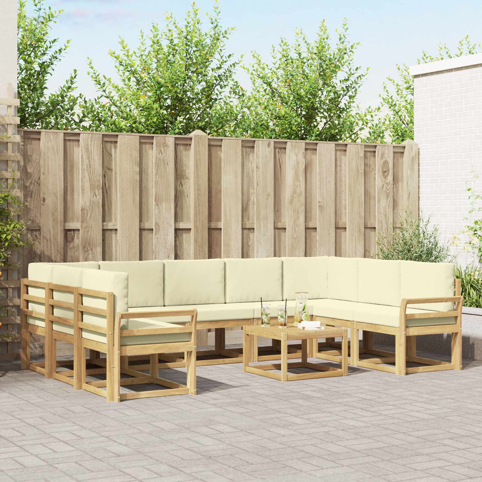 Set vanjskih sofa 10 pcs Bijela i krem 59 x 59 x 37 cm