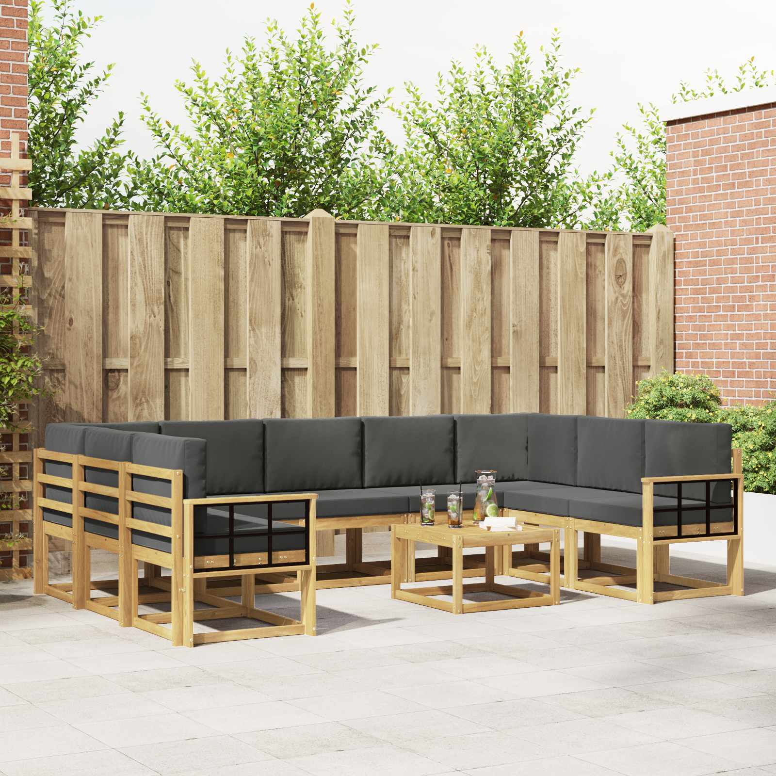 Set vanjskih sofa 10 pcs Bijela i antracit 59 x 59 x 37 cm