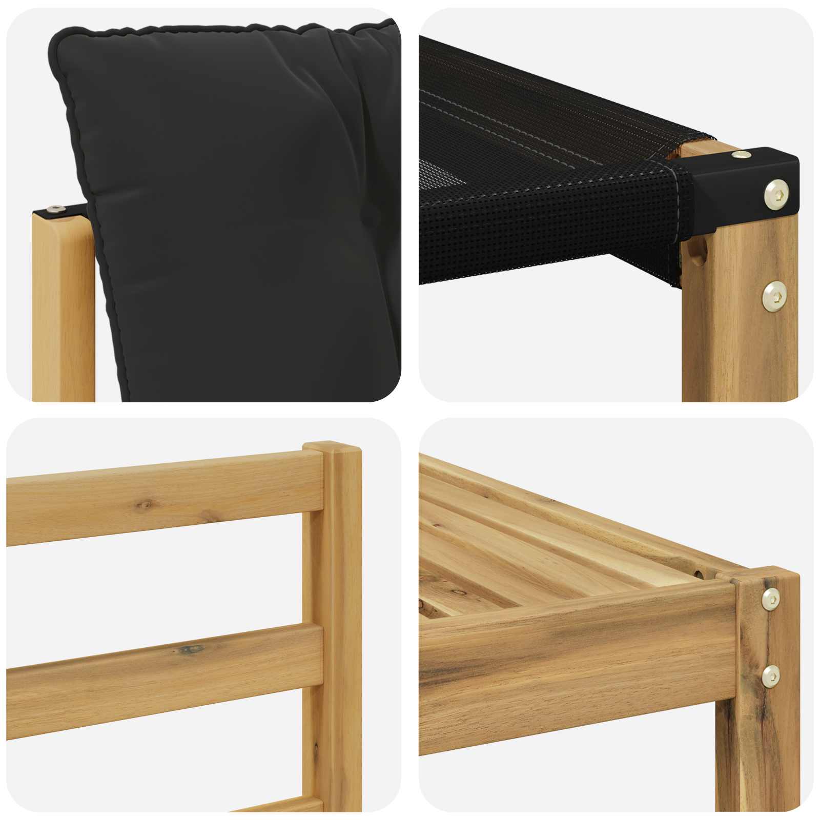 Set vanjskih sofa 8 pcs Bijela i crna Čvrsto drvo akacije