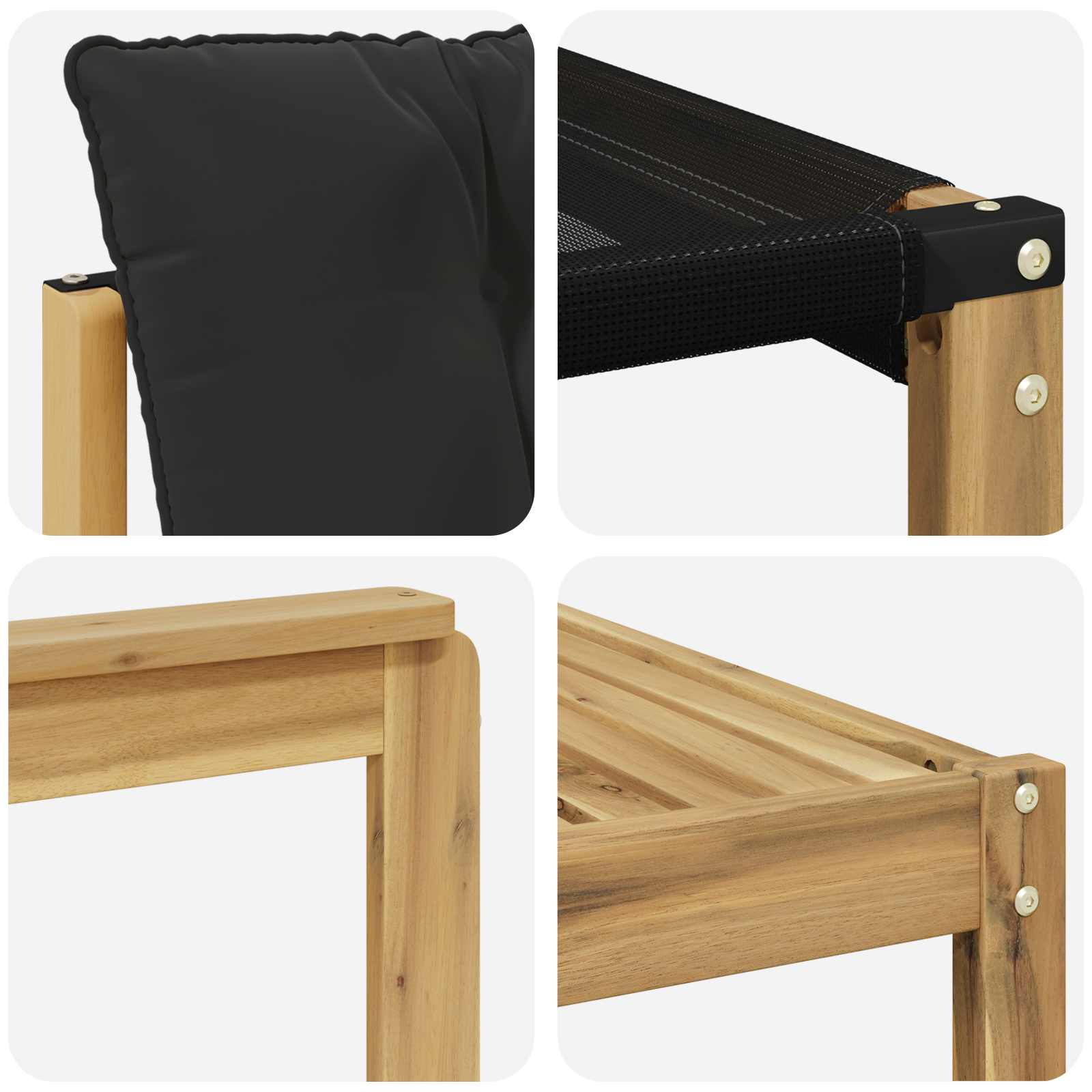 Set vanjskih sofa 8 pcs Bijela i crna Čvrsto drvo akacije