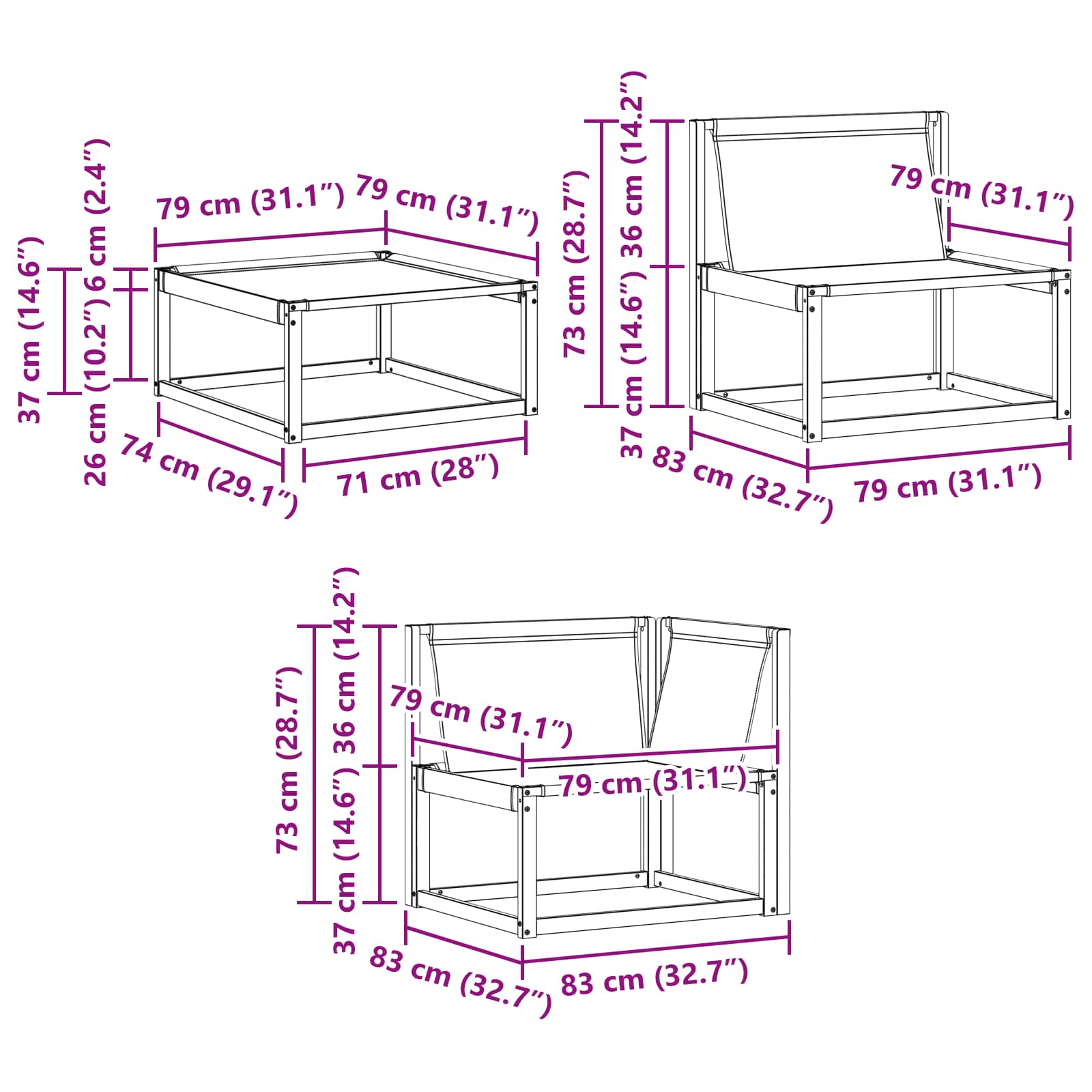 Set vanjskih sofa 8 pcs Čvrsto drvo akacije