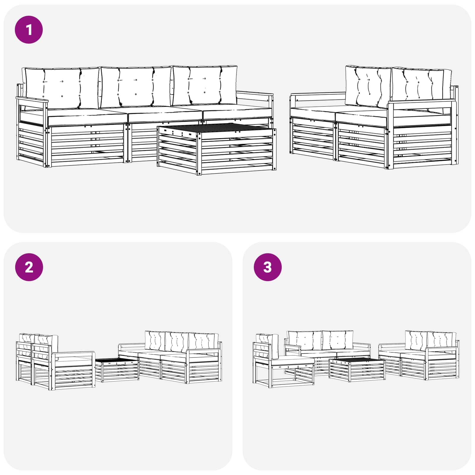 Set vanjskih sofa 6 pcs Bijela i bež