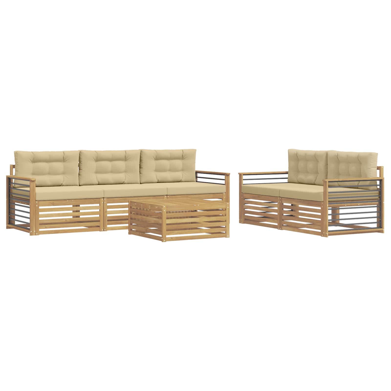 Set vanjskih sofa 6 pcs Bijela i bež