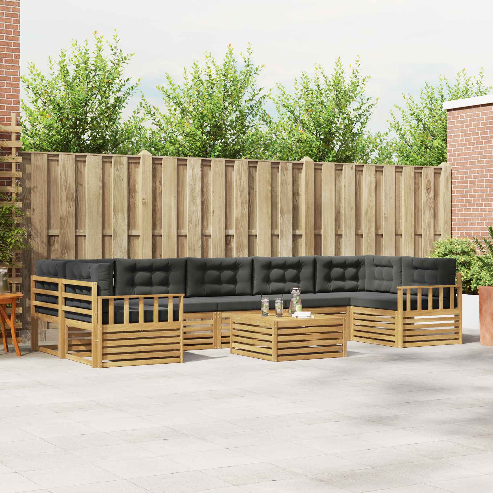 Set vanjskih sofa 8 pcs Bijela i antracit Čvrsto drvo akacije