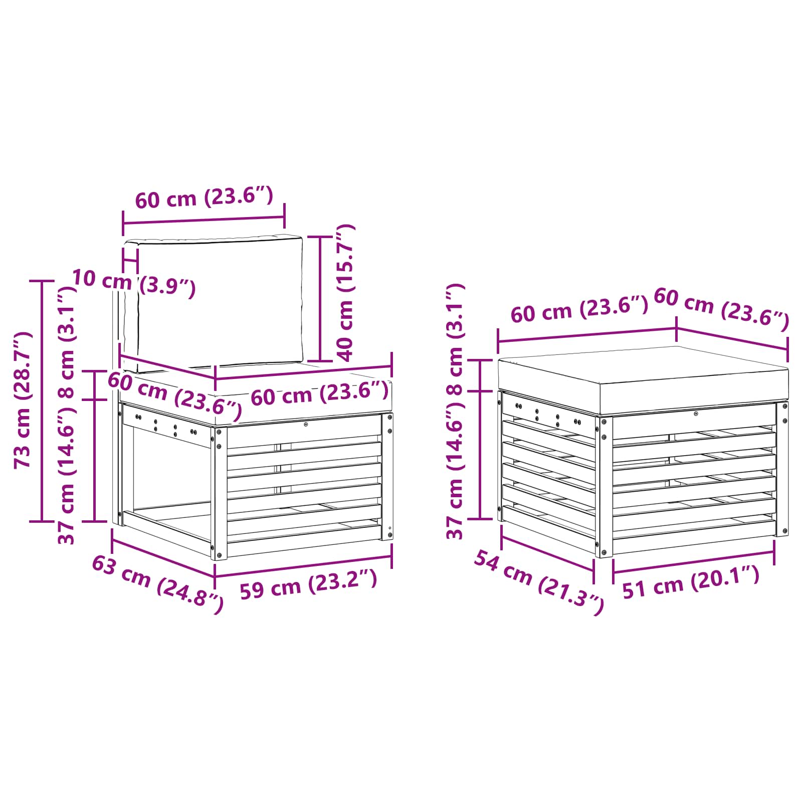 Set vanjskih sofa 4 pcs Bijela i krem 185,5 x 122,5 x 73 cm