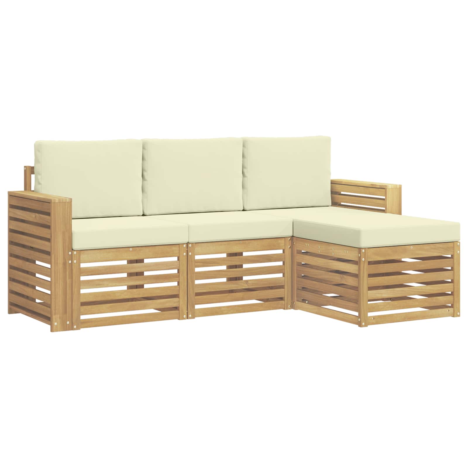 Set vanjskih sofa 4 pcs Bijela i krem 197,5 x 122,5 x 73 cm