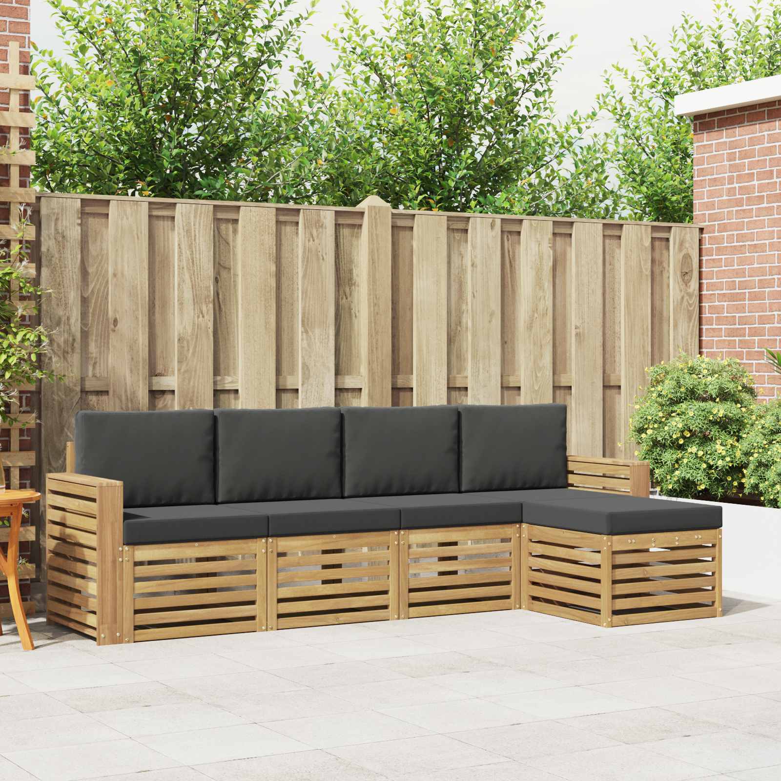Set vanjskih sofa 5 pcs Bijela i antracit 257 x 122,5 x 73 cm
