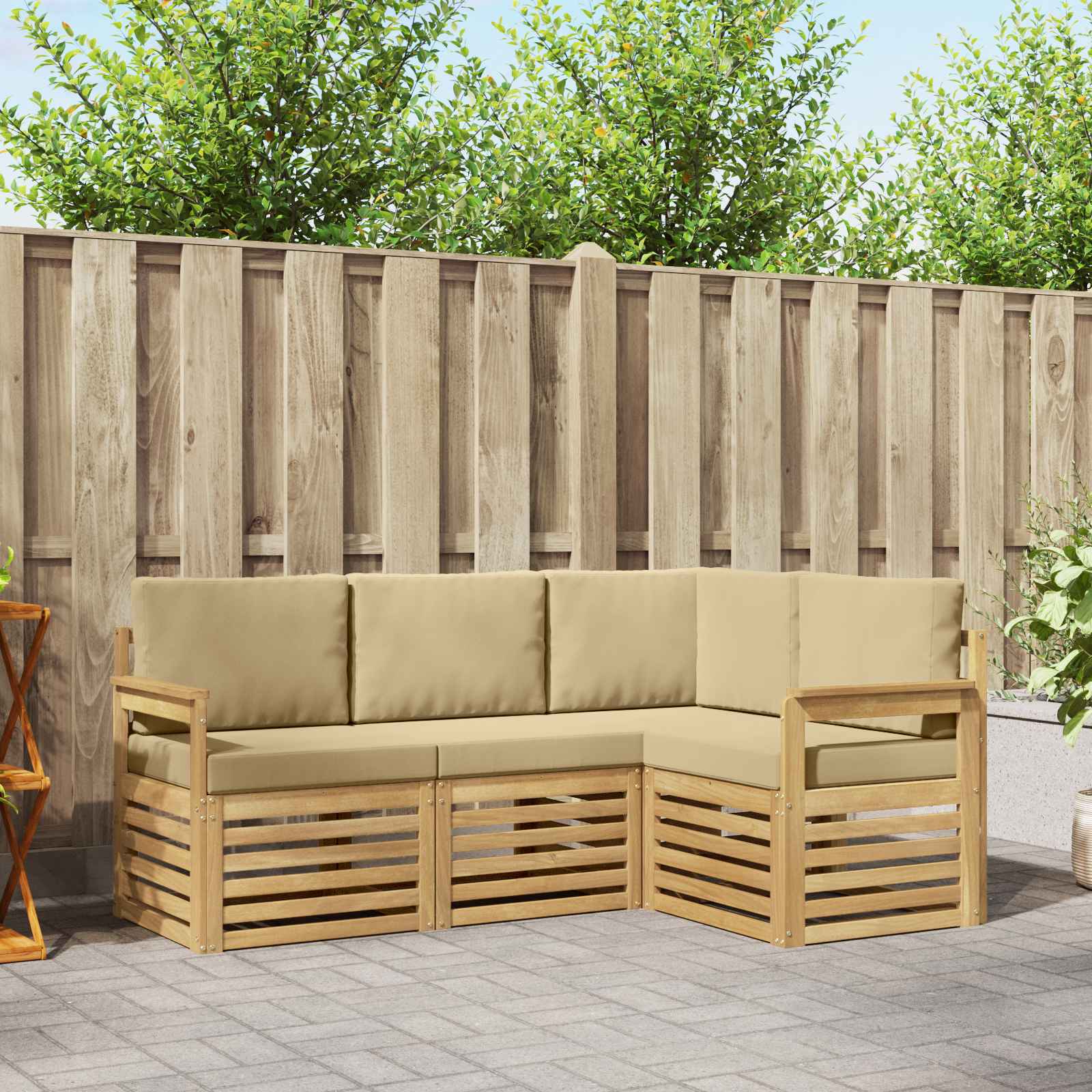 Set vanjskih sofa 4 pcs Bijela i bež 187,5 x 128,5 x 73 cm