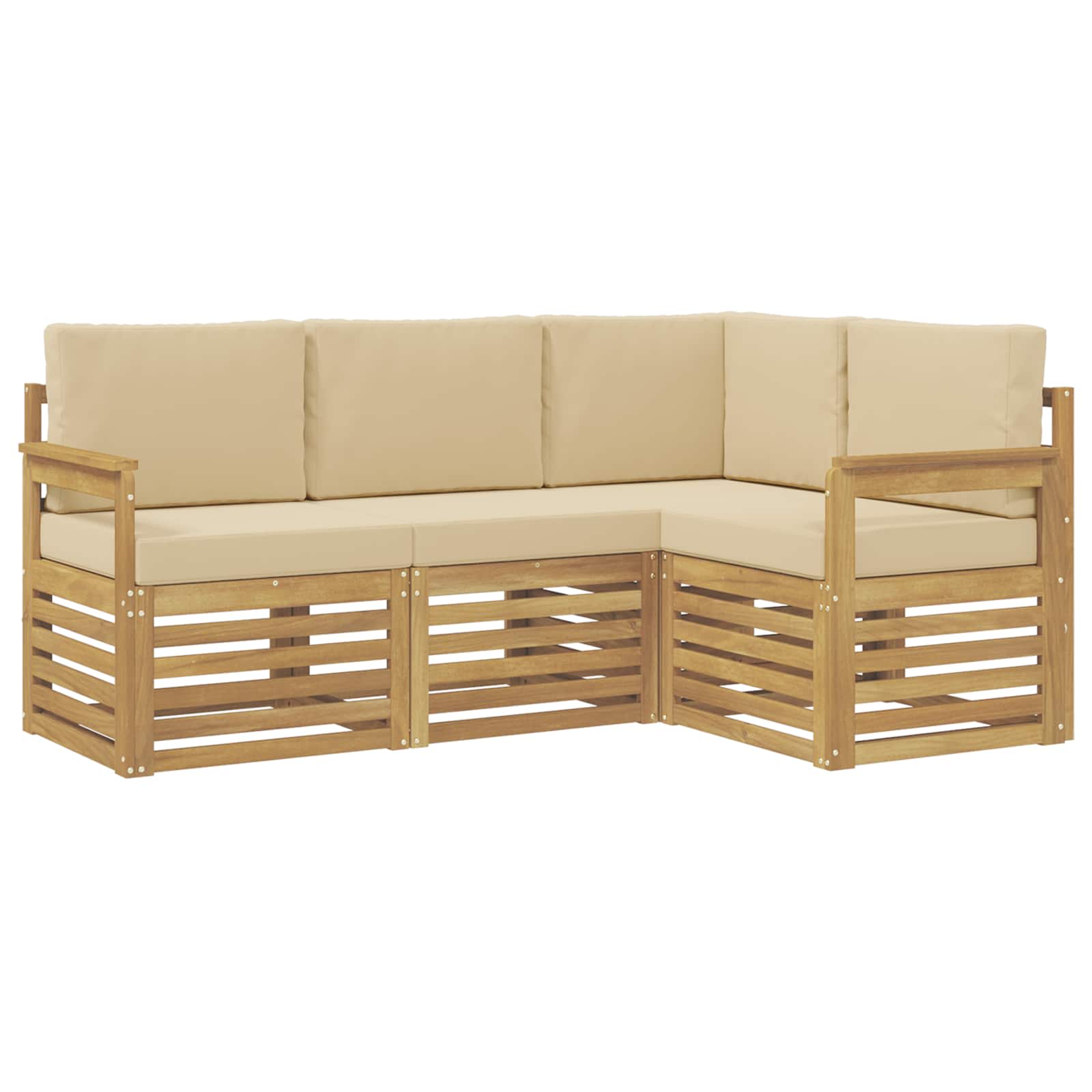 Set vanjskih sofa 4 pcs Bijela i bež 187,5 x 128,5 x 73 cm