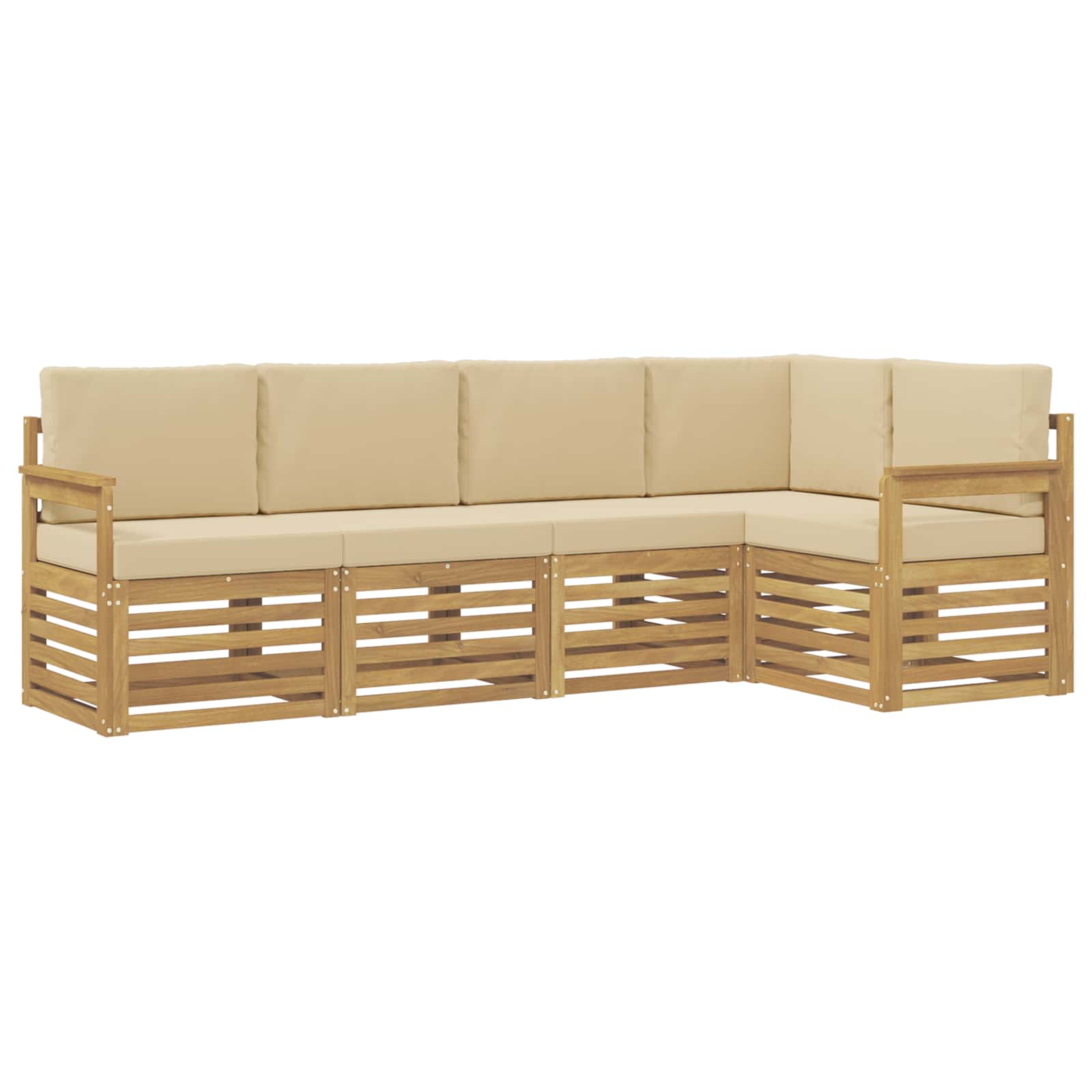 Set vanjskih sofa 5 pcs Bijela i bež 247 x 128,5 x 73 cm