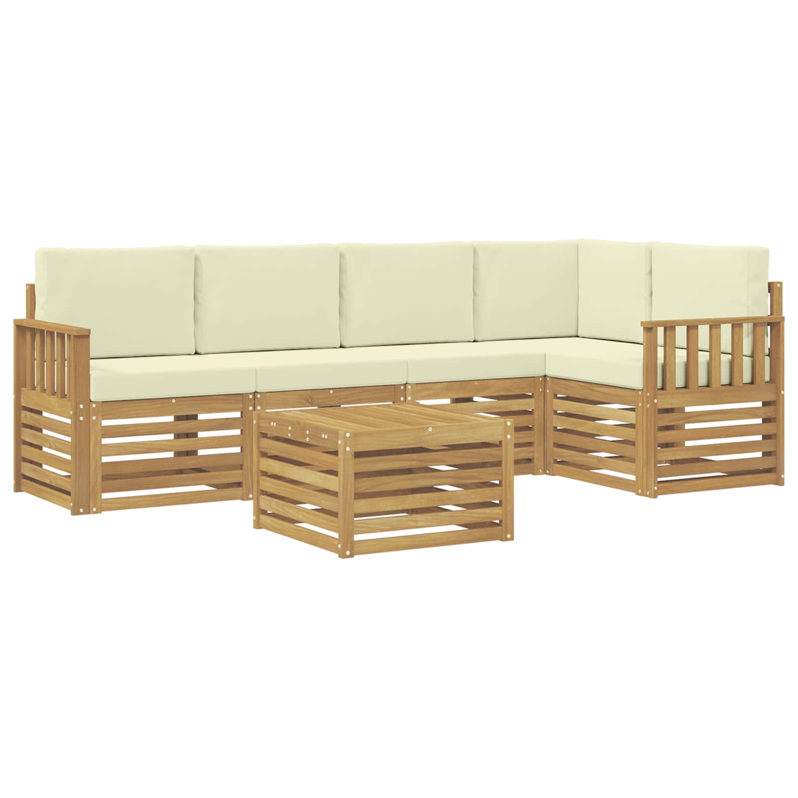 Set vanjskih sofa 6 pcs Bijela i krem 59 x 59 x 37 cm Poliester