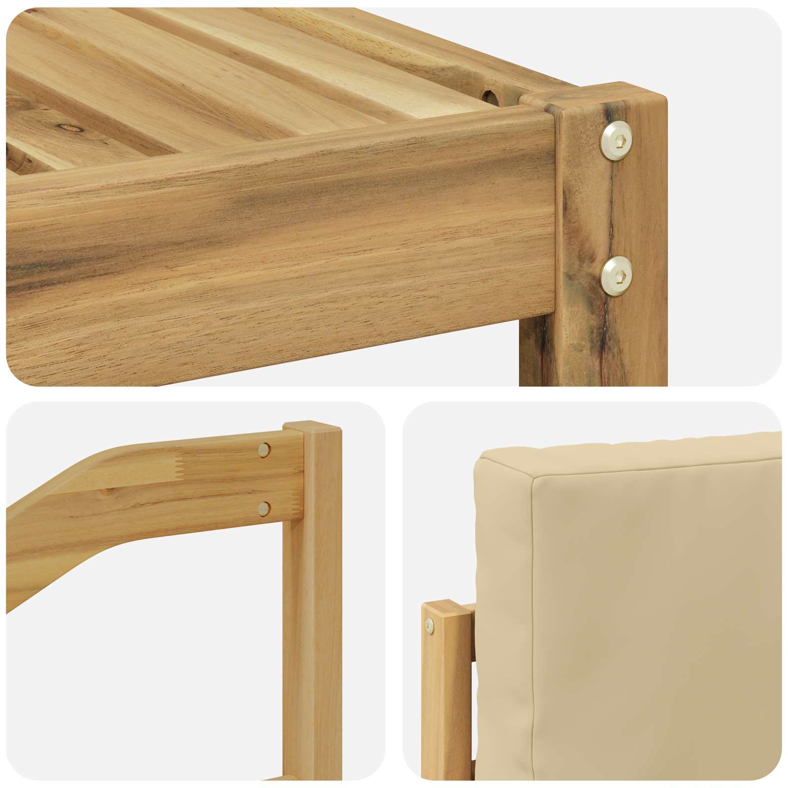 Set vanjskih sofa 6 pcs Bijela i bež 59 x 59 x 37 cm Poliester
