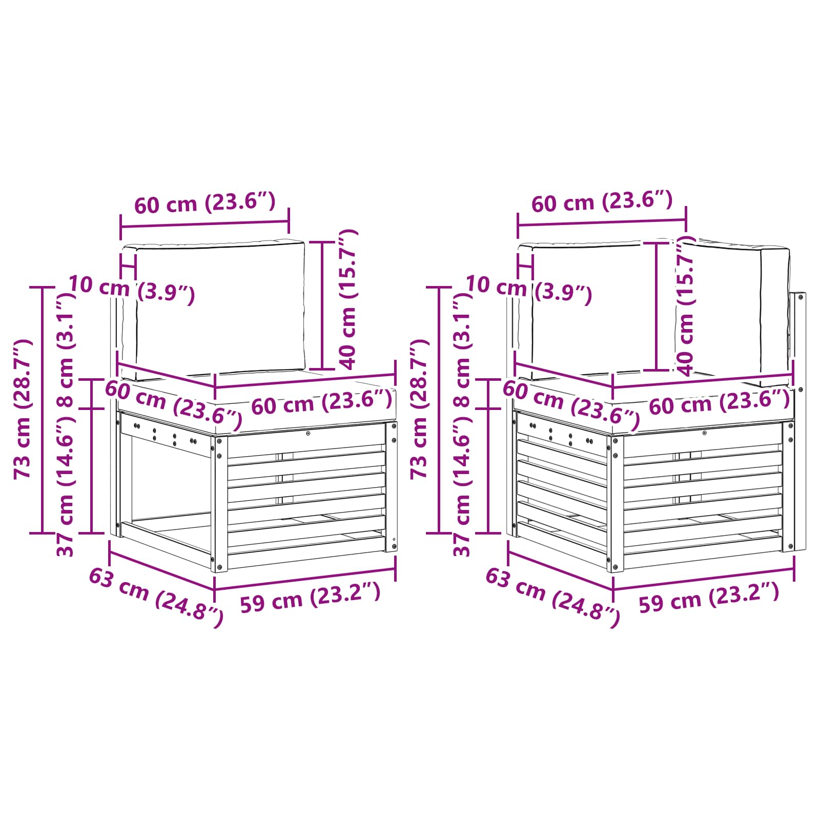 Set vanjskih sofa 6 pcs Bijela i antracit 306 x 128,5 x 73 cm
