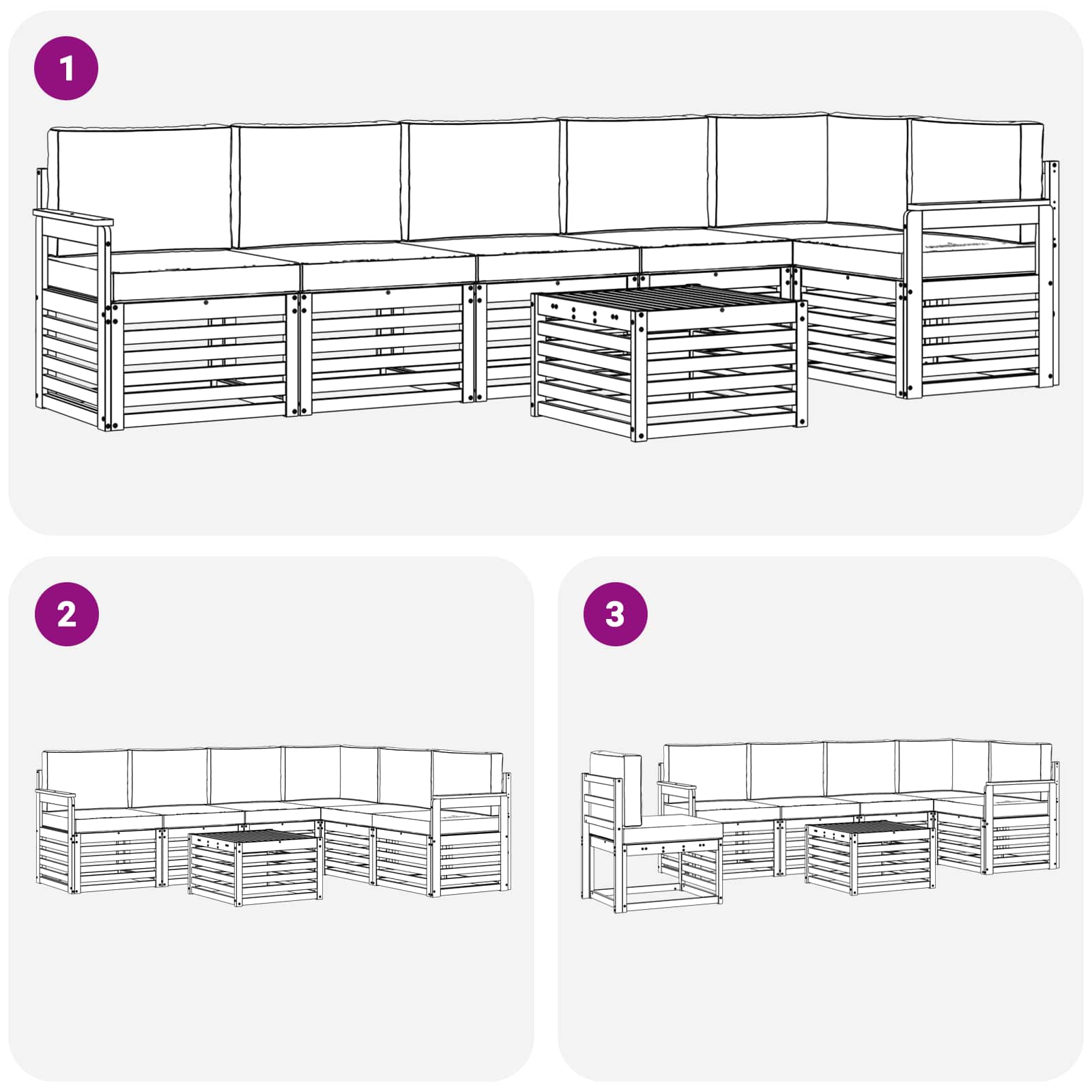Set vanjskih sofa 7 pcs Bijela i svjetlosiva 59 x 59 x 37 cm