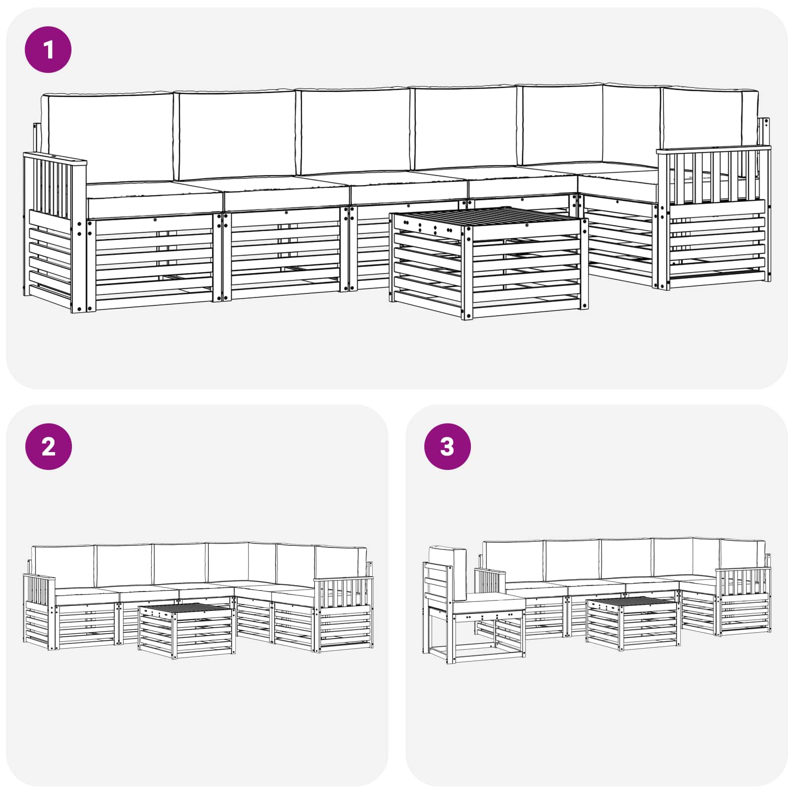 Set vanjskih sofa 7 pcs Bijela i svjetlosiva 59 x 59 x 37 cm