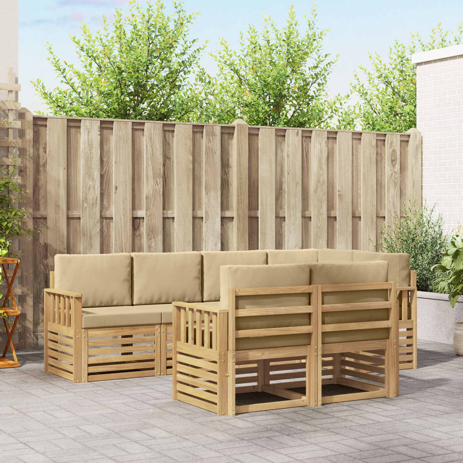 Set vanjskih sofa 7 pcs Bijela i bež 247 x 128,5 x 73 cm