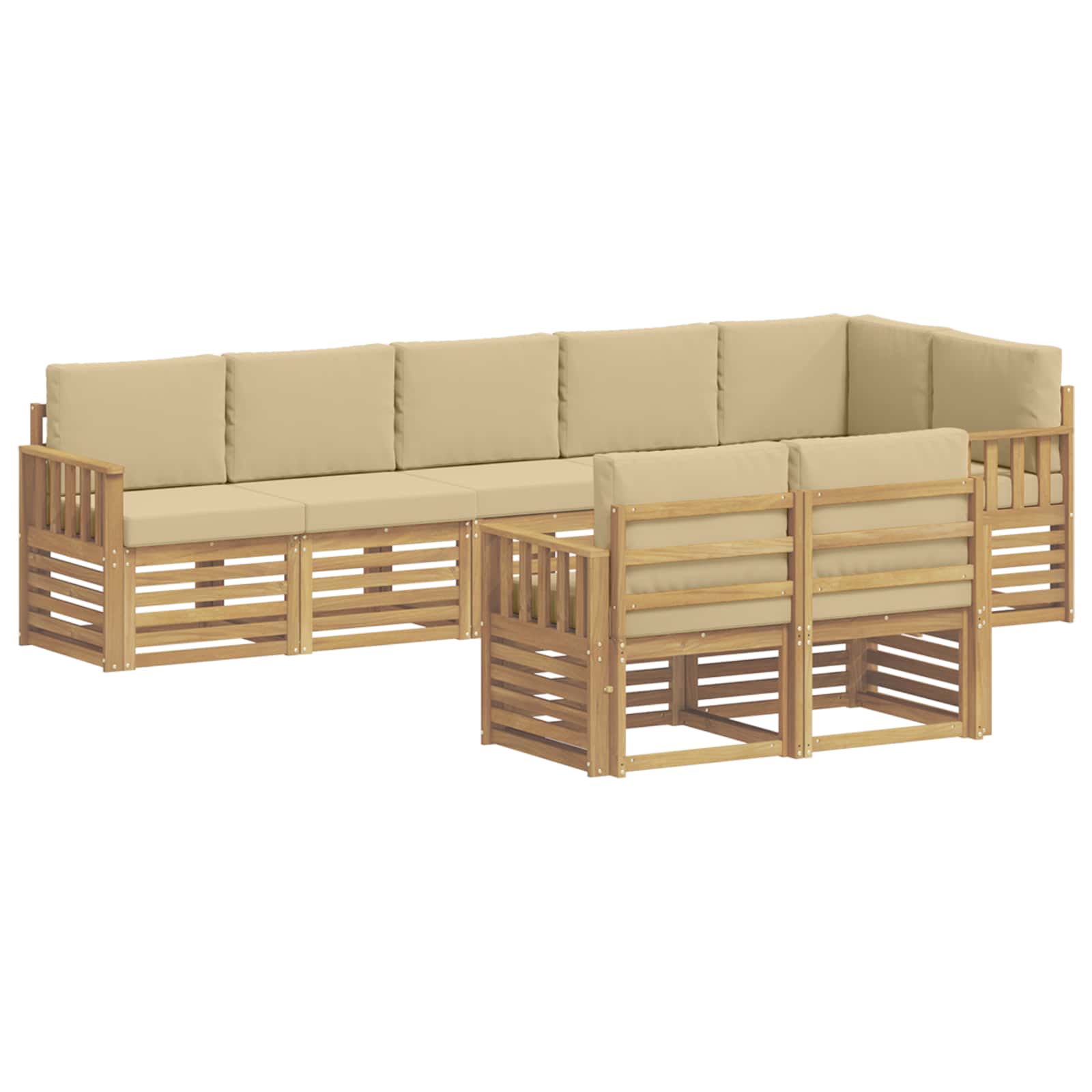 Set vanjskih sofa 8 pcs Bijela i bež 306 x 128,5 x 73 cm