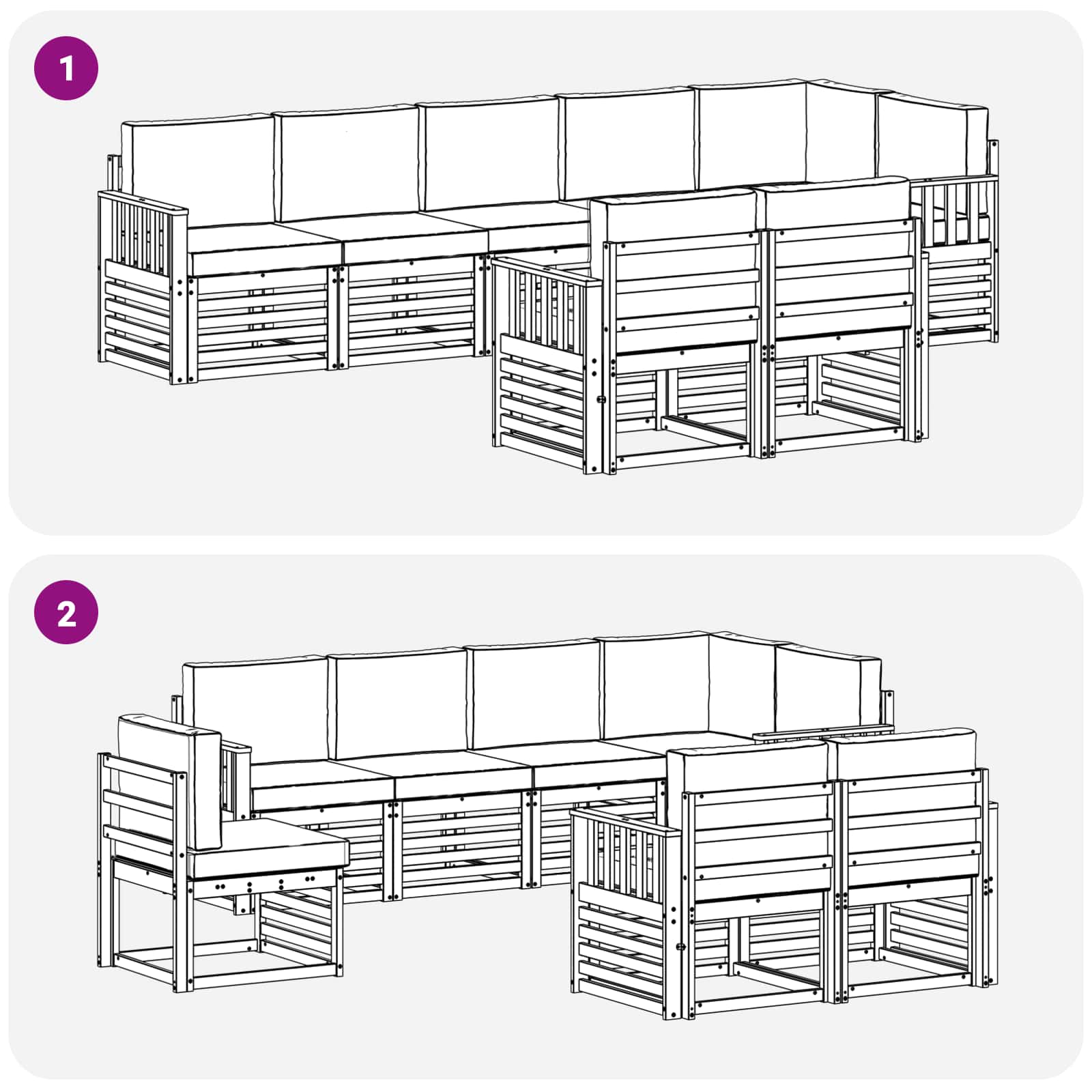 Set vanjskih sofa 8 pcs Bijela i bež 306 x 128,5 x 73 cm