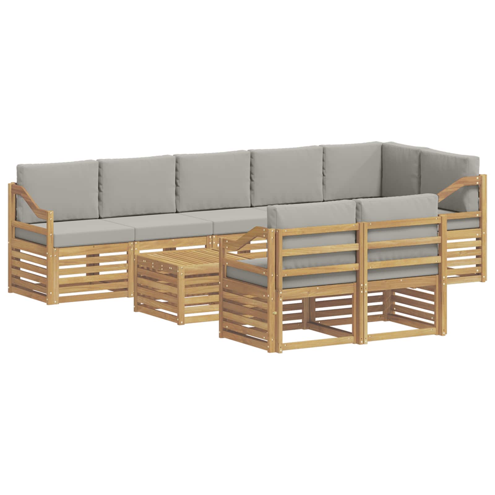 Set vanjskih sofa 9 pcs Bijela i svjetlosiva 59 x 59 x 37 cm